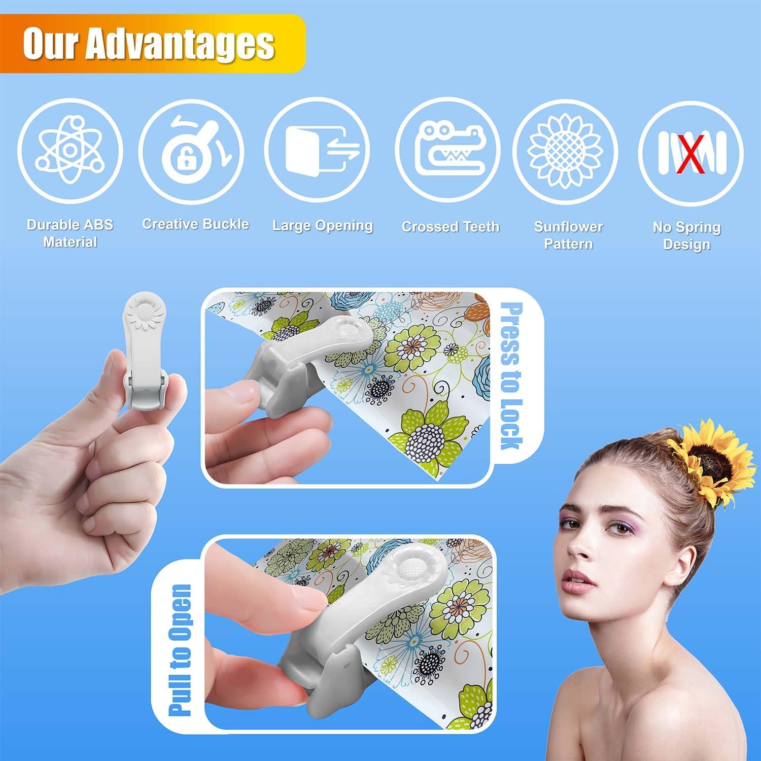 Kingwee Sunflower Shower Curtain Clips 4 Pack Grey