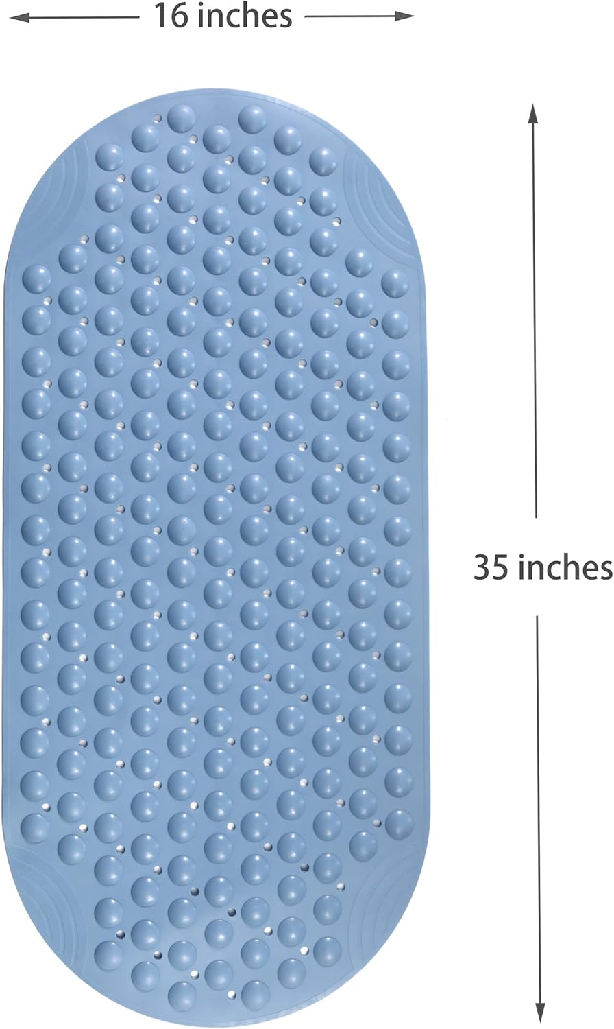 Mantto Non-Slip TPE Bathtub Mat Blue 35x16