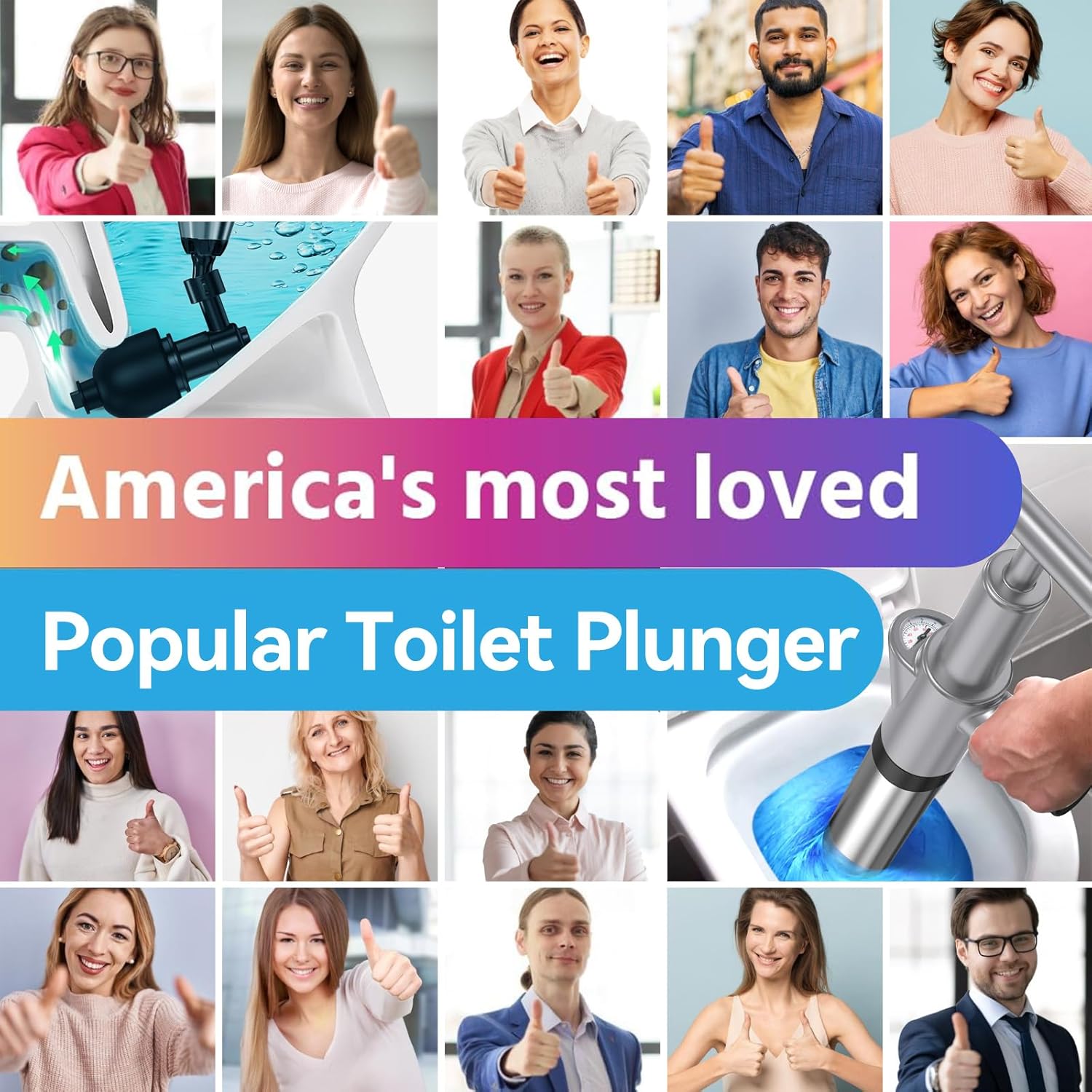 EXPBSYOU High Pressure Toilet Plunger with Visual Barometer