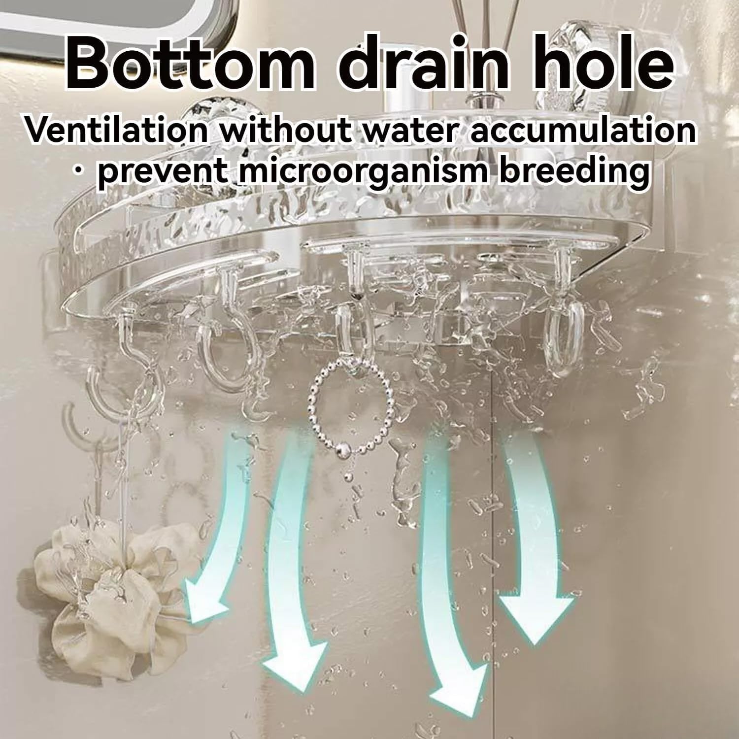 No Drill Shower Caddy with Suction Cups and Hooks