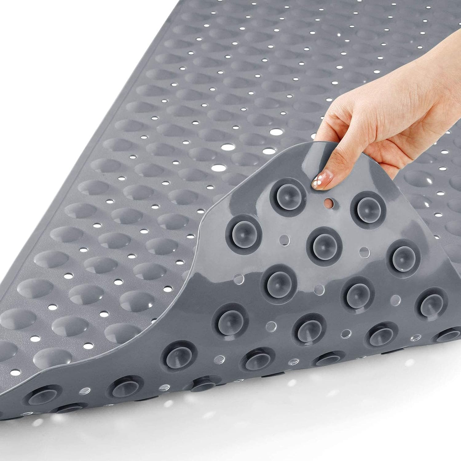 XKVUKXO Non-Slip Bath Mat with Suction Cups 394x157 Inch Grey