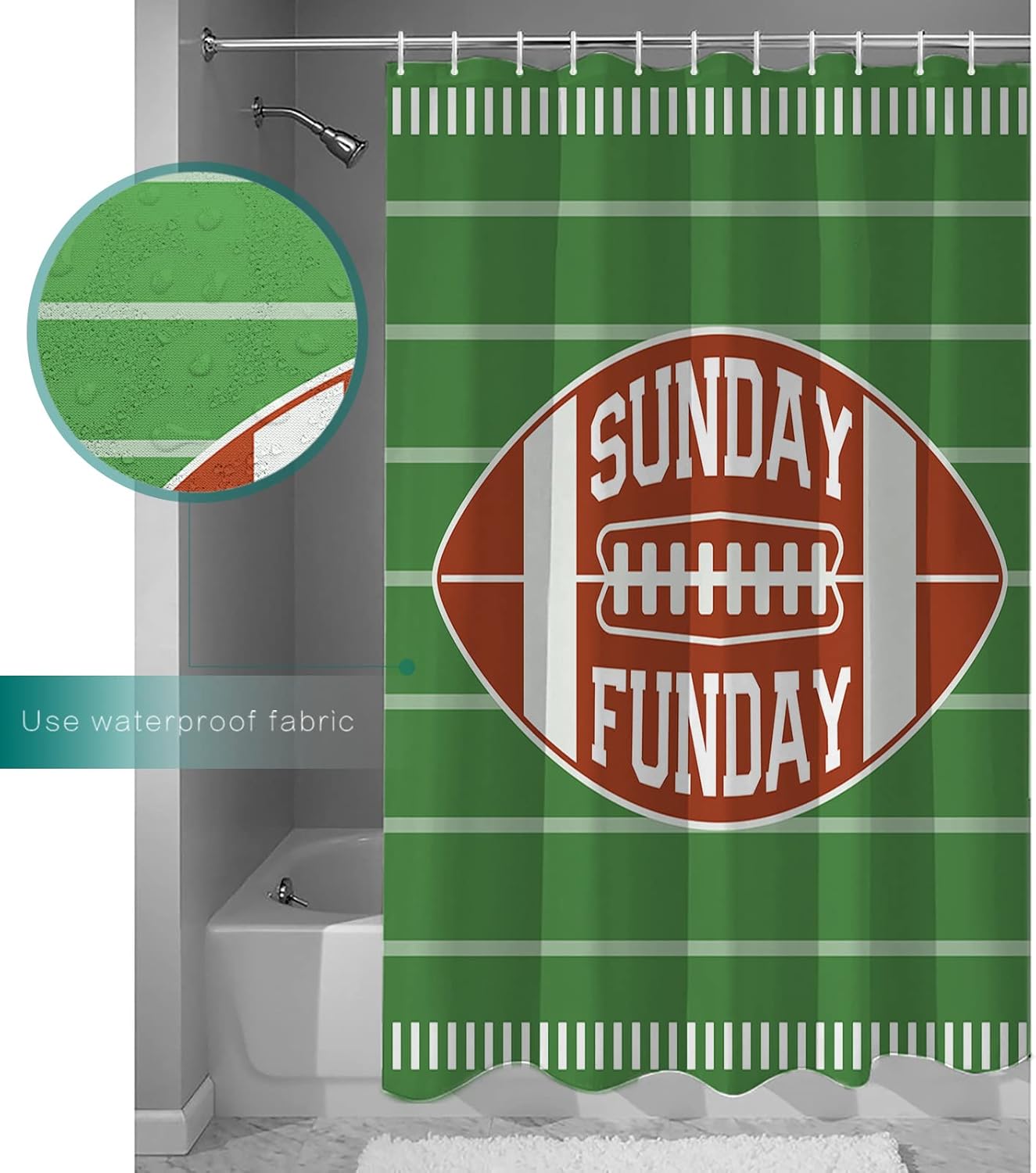 ZOE GARDEN American Football Shower Curtain Set