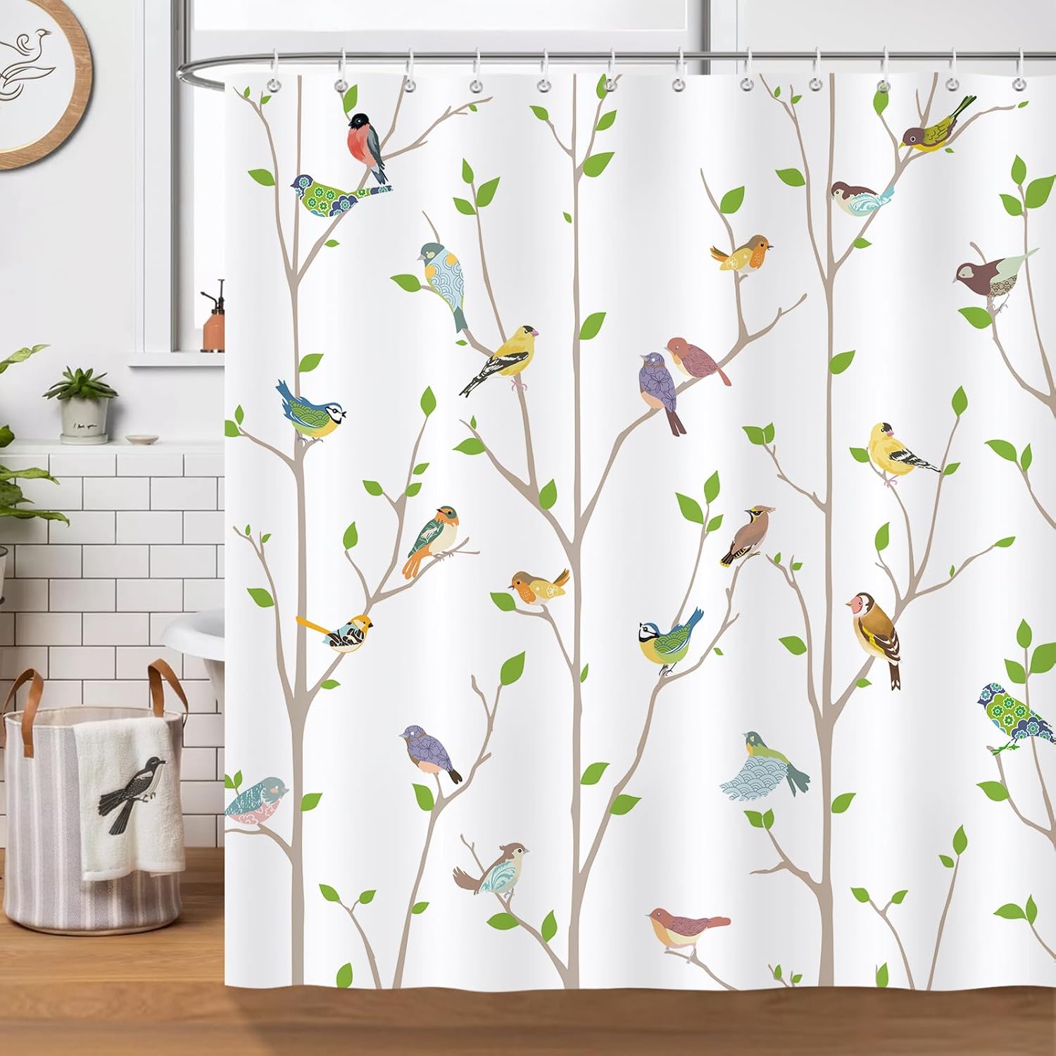 Bonhause Spring Birds Shower Curtain Set