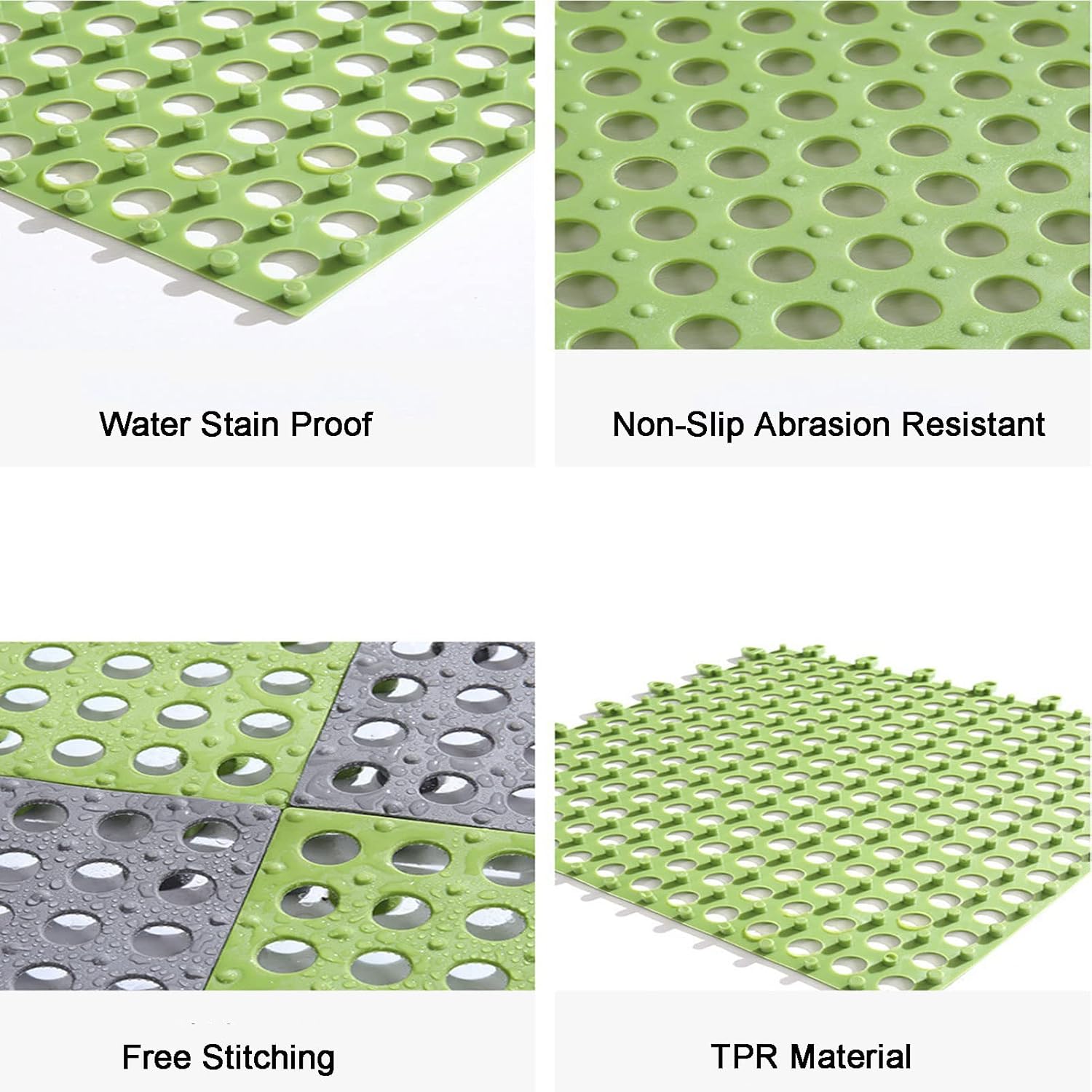 HUHJYUGE Non-Slip Square Shower Mat 12x12in with Drain Holes and Interlocking Design