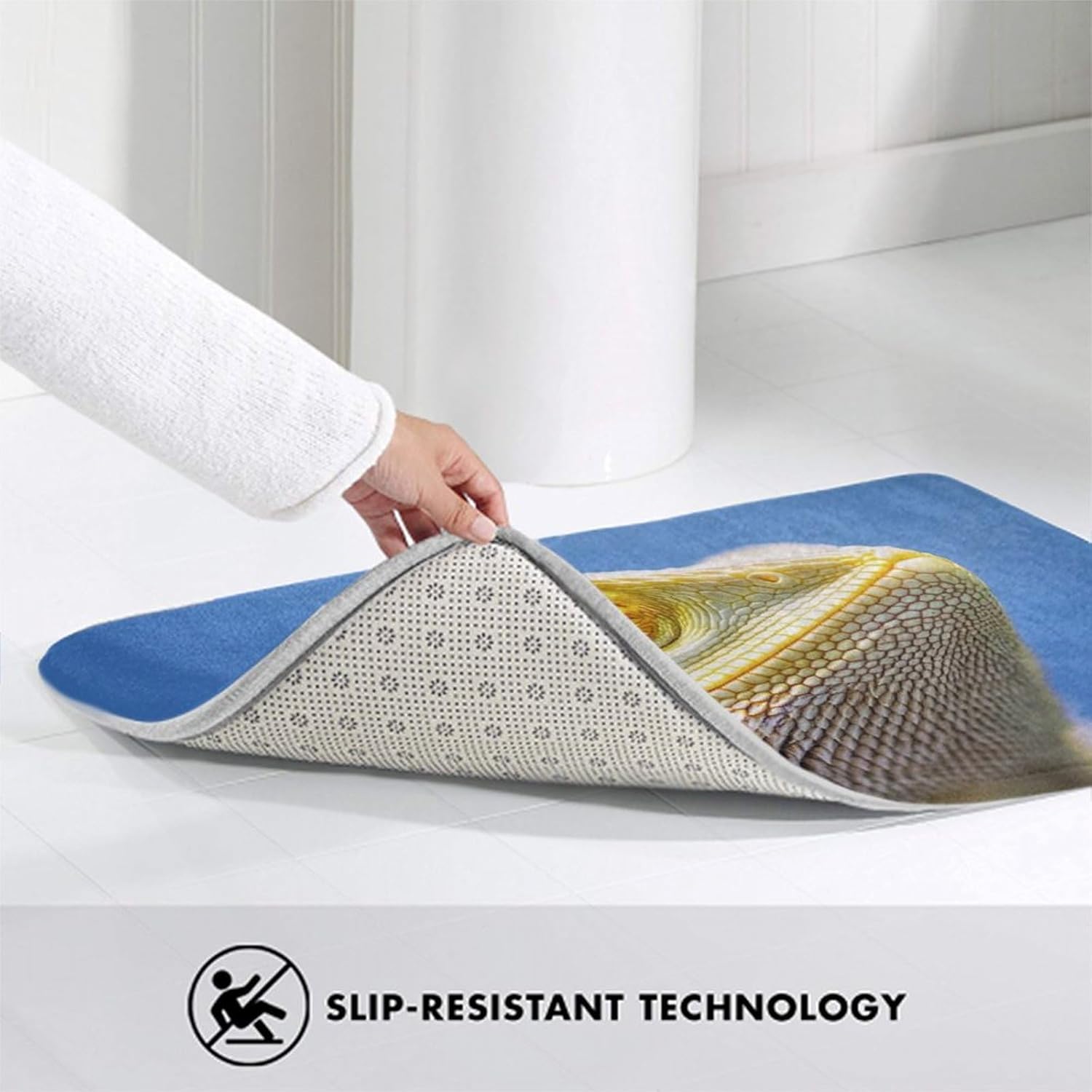 BoomDragon Anti-Slip Bath Mat with Funny Bearded Dragon Design