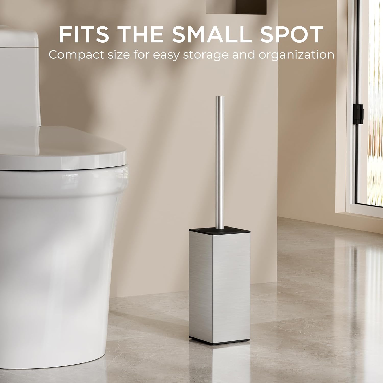 FORIOUS Toilet Brush and Holder Set with 2 Brush Heads