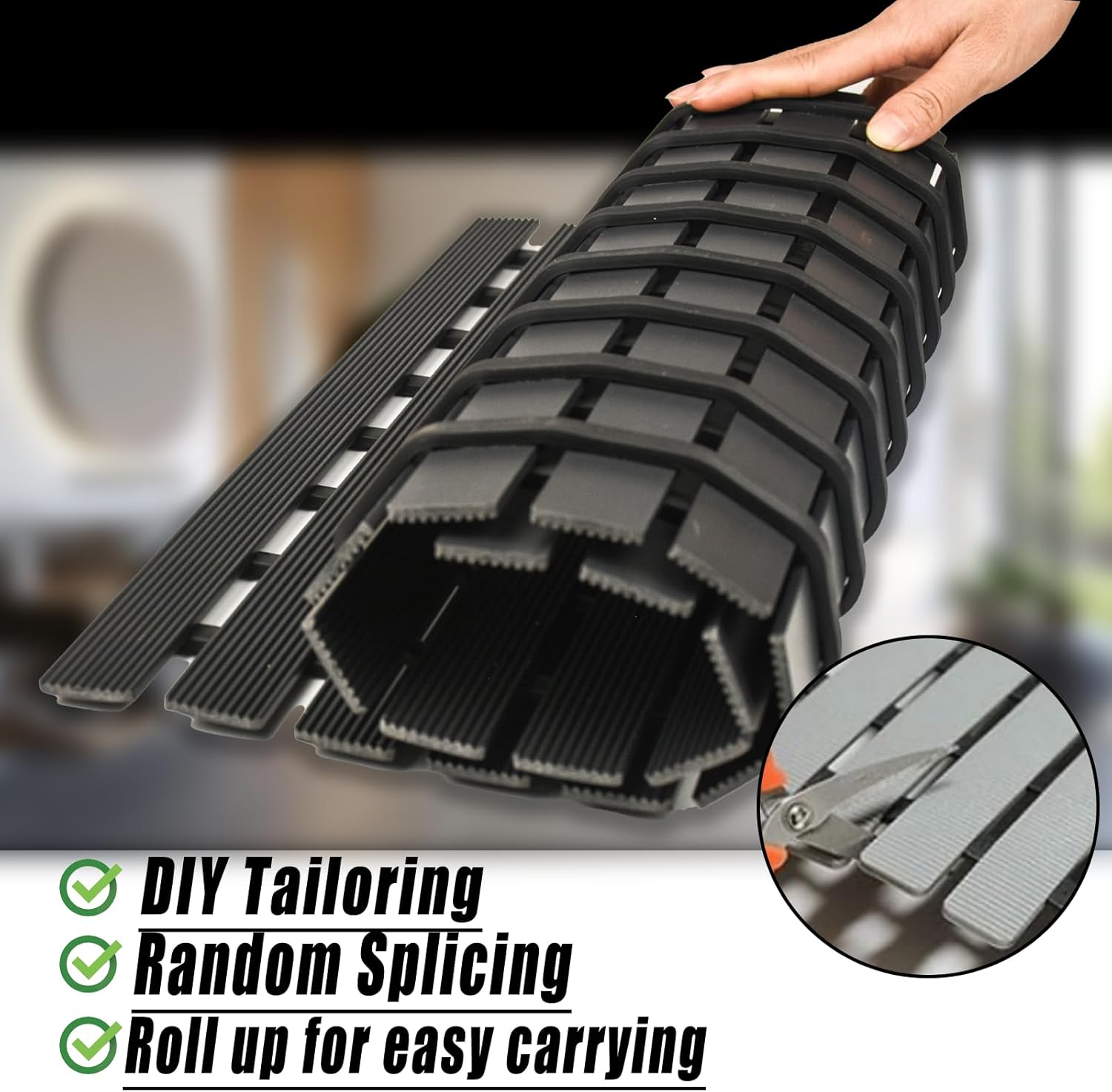 Locisne Non-Slip Shower Mat Black 169x256 Inch