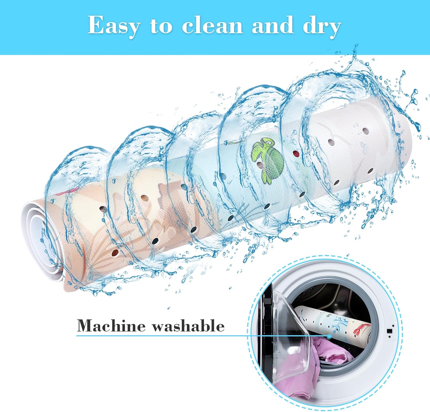 Secopad Baby Bath Mat with Suction Cups and Cartoon Design