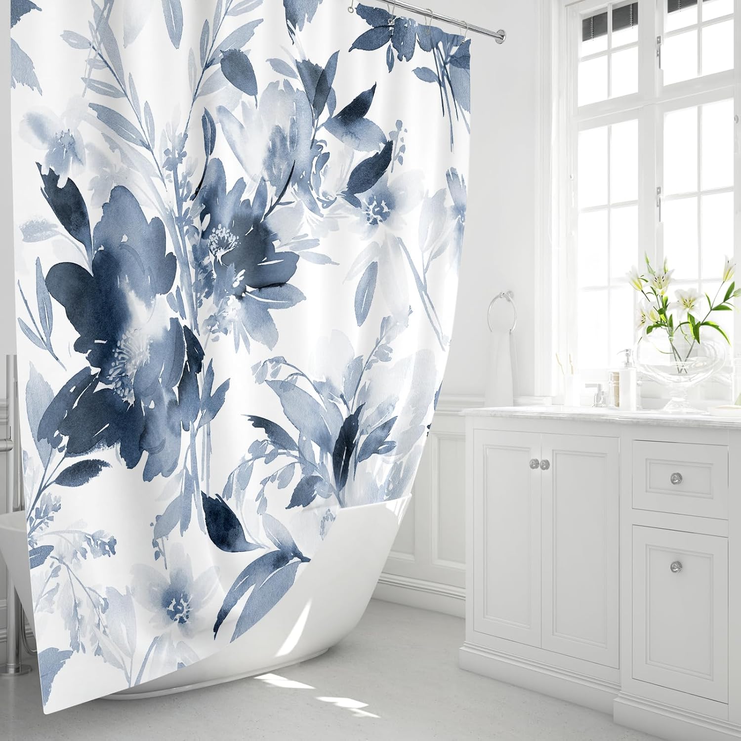 Extra Long Shower Curtain 72 x 96 Inch with Hooks