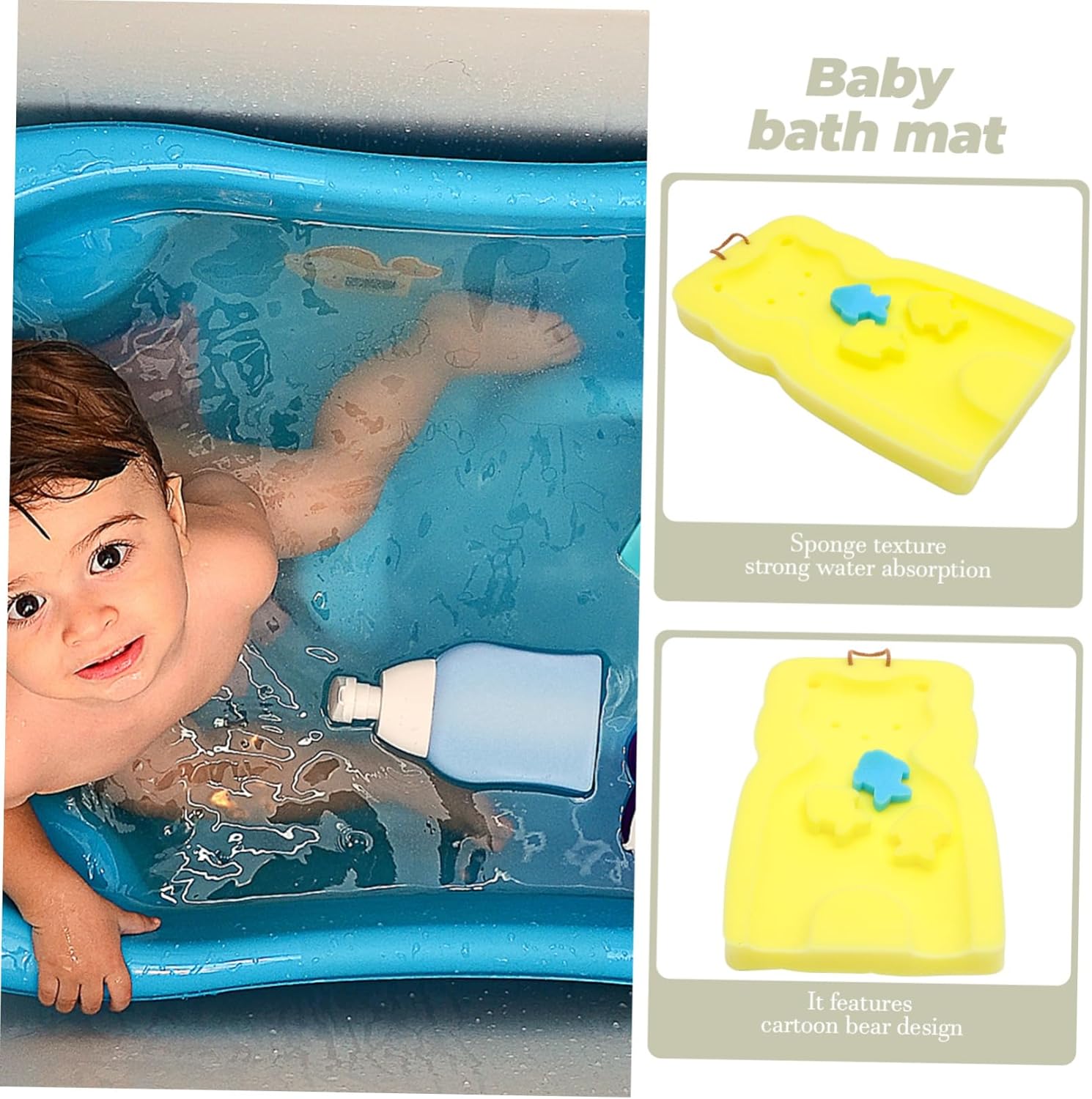 MAGICLULU Cute Bear Bath Mat for Newborns