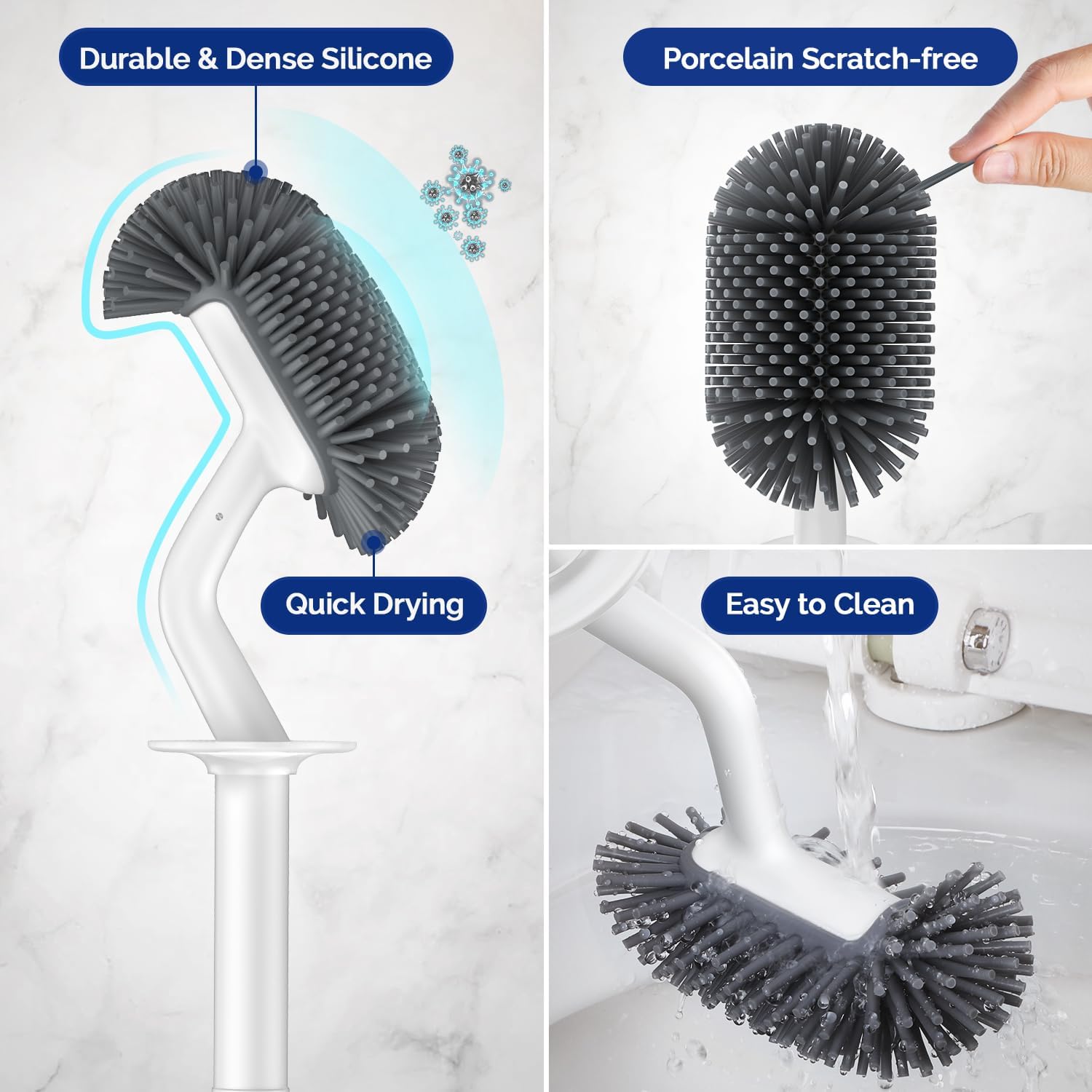 HAMITOR Toilet Brush Holder Set - 2 Pack White