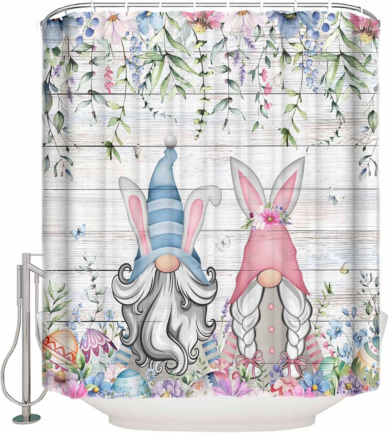 ZOE GARDEN Easter Gnomes Shower Curtain Set