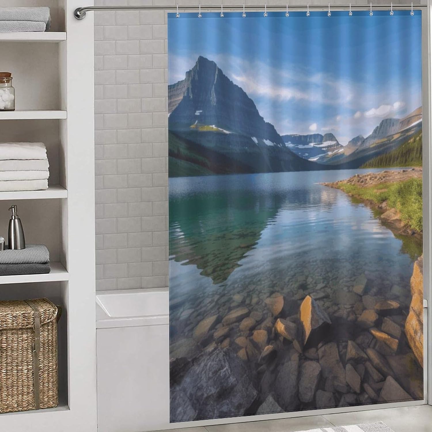 WEIHAKO Shower Curtain Set with 12 Hooks 60x72 Inches 1