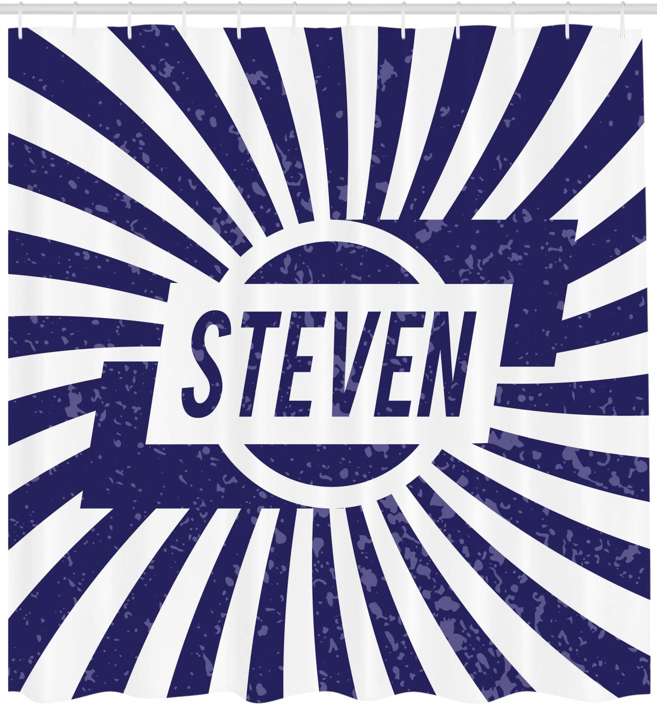 Ambesonne Steven Shower Curtain Set Blue White Retro 1