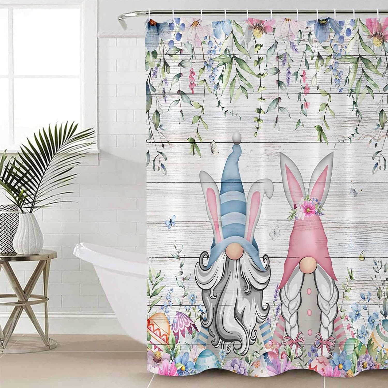 ZOE GARDEN Easter Gnomes Shower Curtain Set