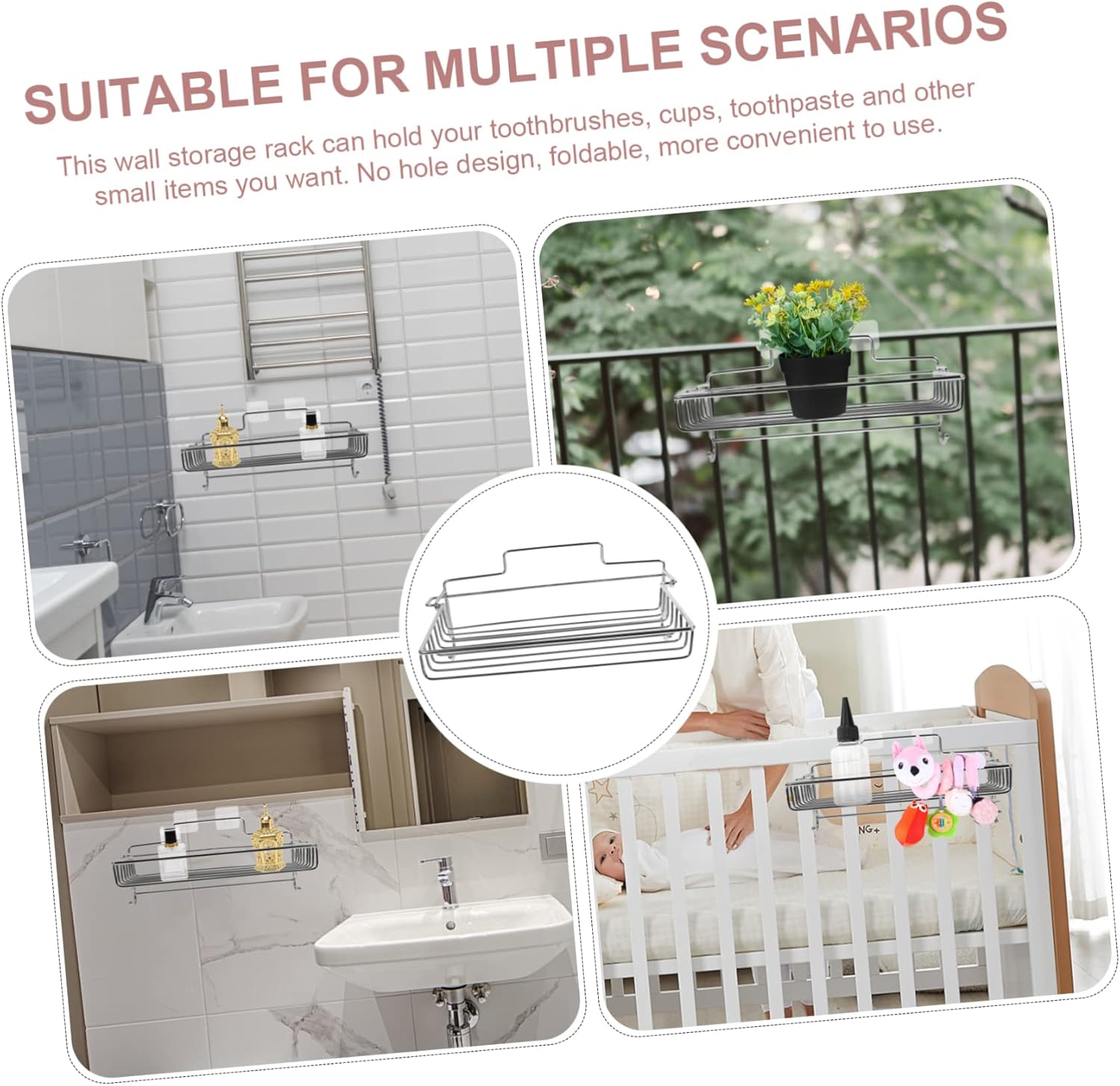 Beatifufu Wall Mounted Shower Organizer with Adhesive Shelves