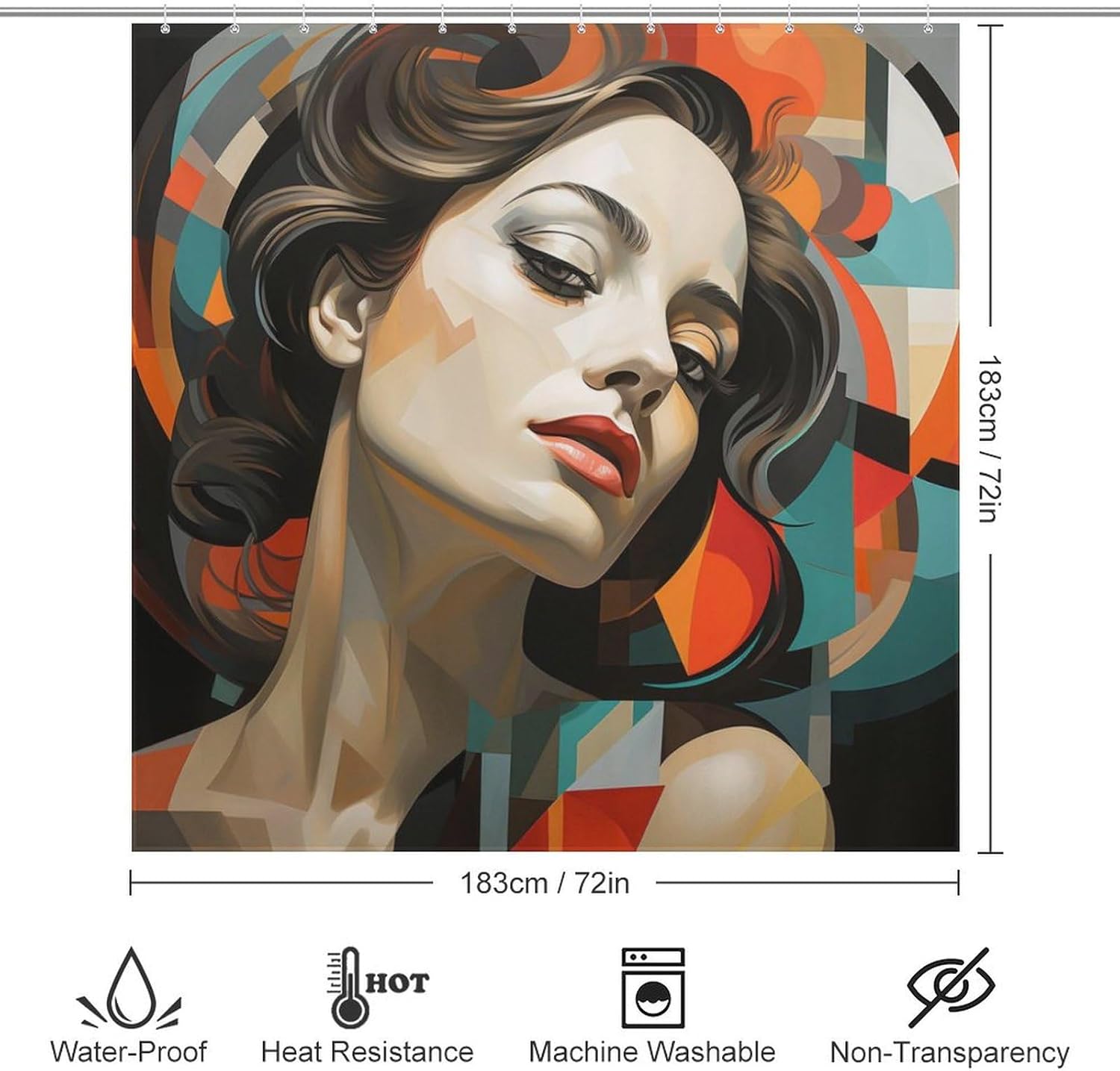 DAOWANGZUO Abstract Girl Boho Shower Curtain Set