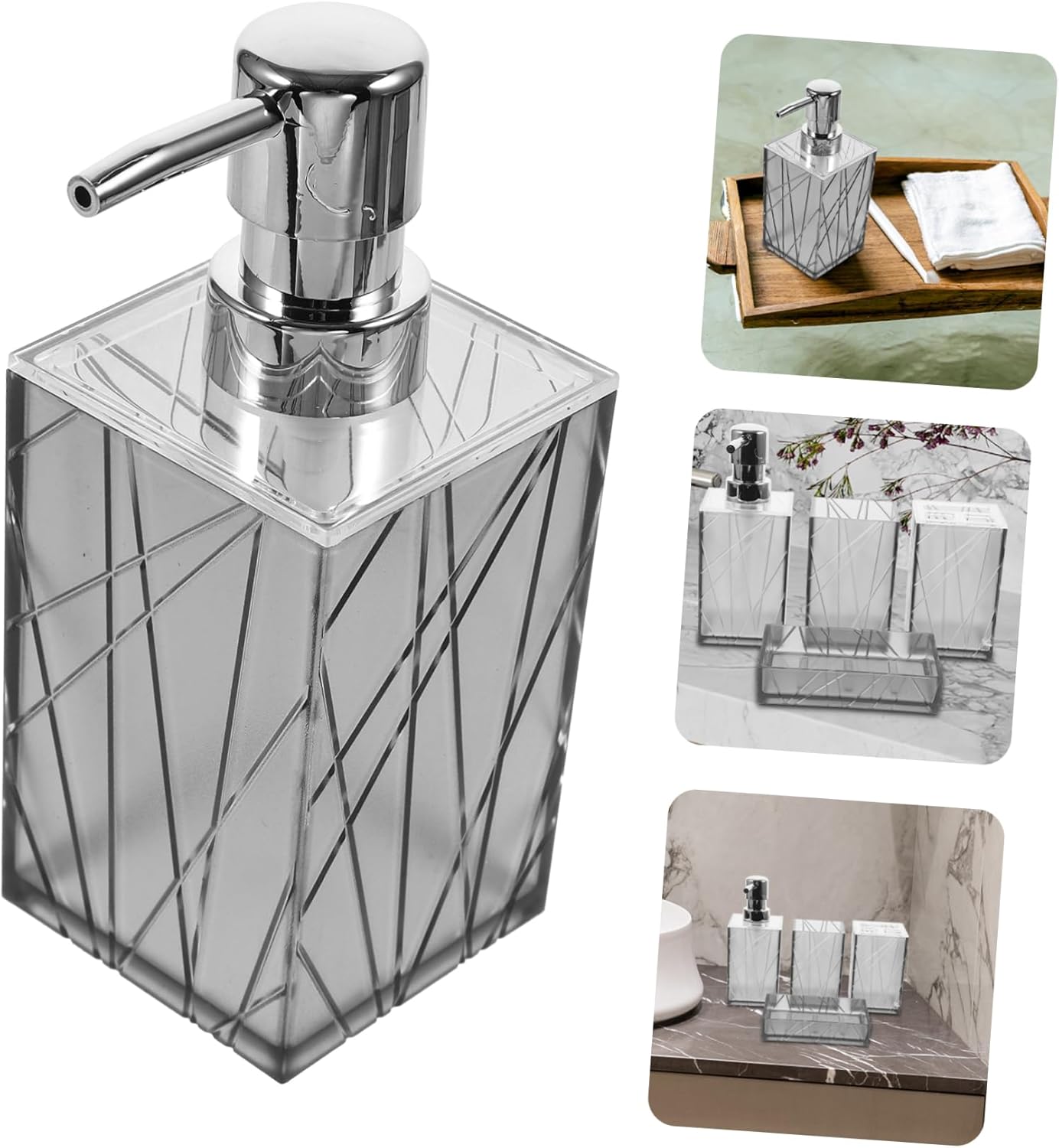 Alipis Bathroom Accessory Set with Shampoo Dispenser and Toothbrush Holder