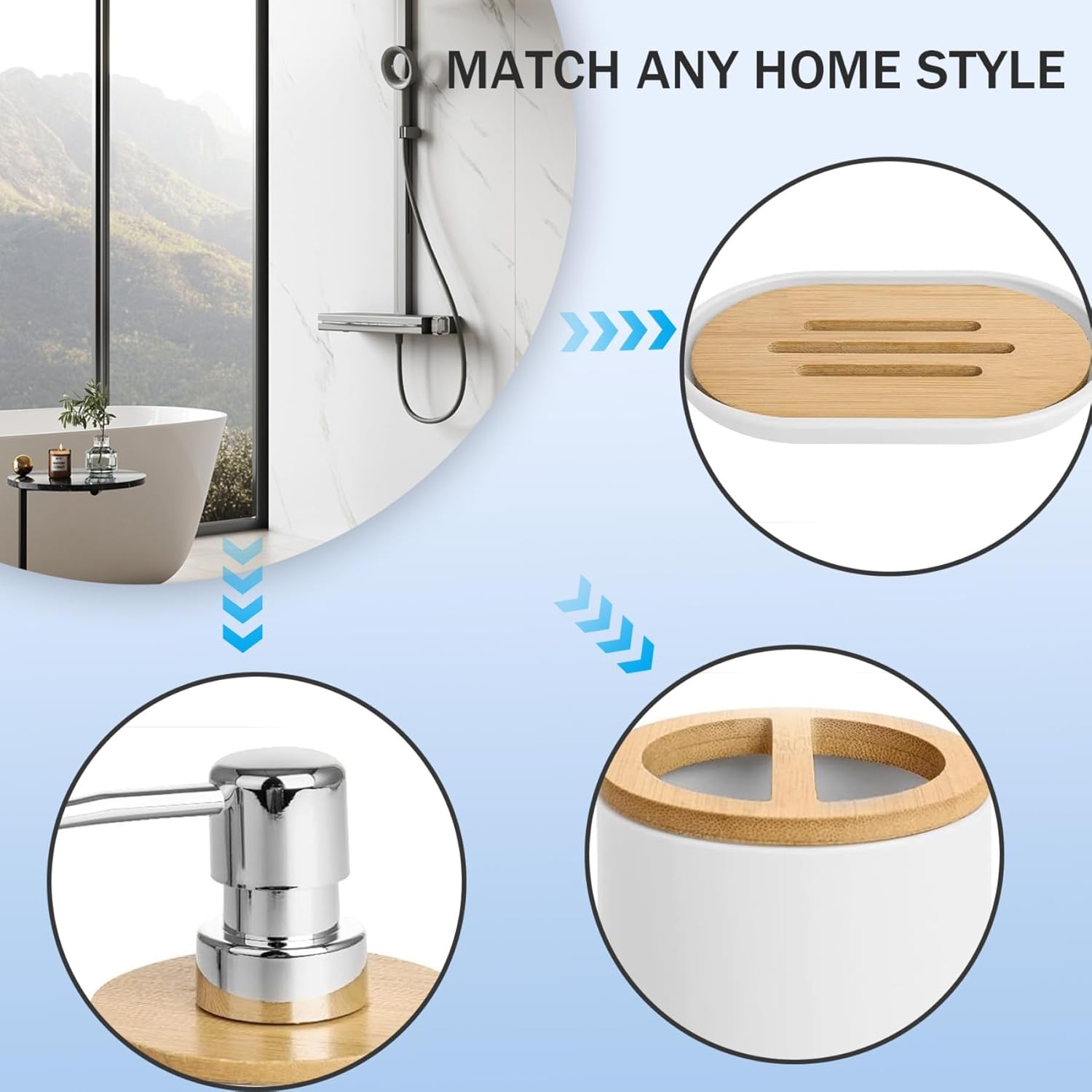 Cunlvyyds 4PCS Bathroom Accessory Set