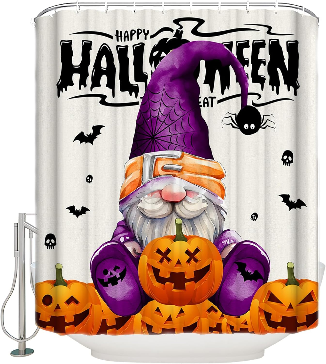 ZOE GARDEN Halloween Gnomes Shower Curtain Set
