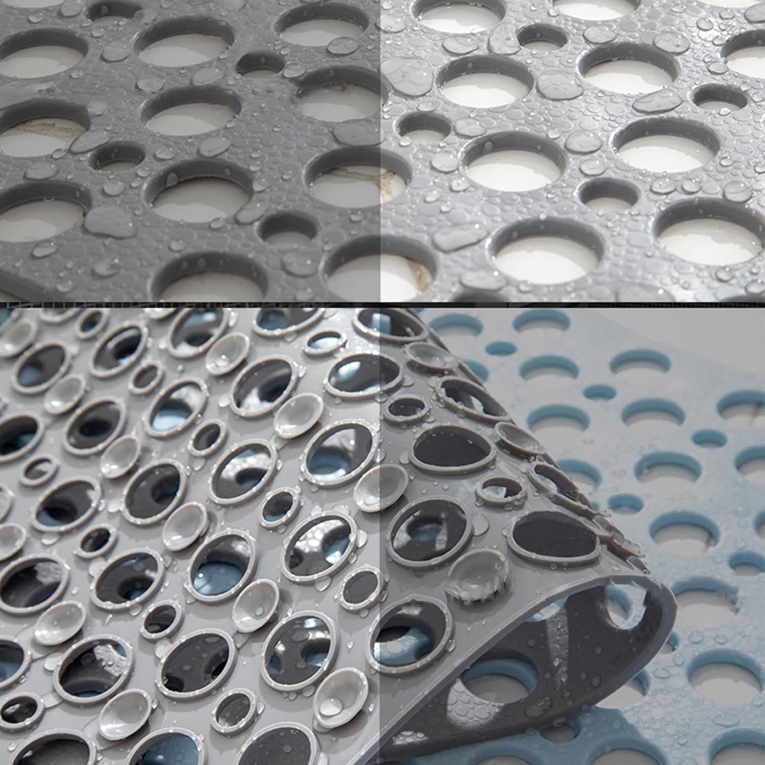 Anti Slip Bath Mat with Suction Cups and Drainage Pink 70x38cm