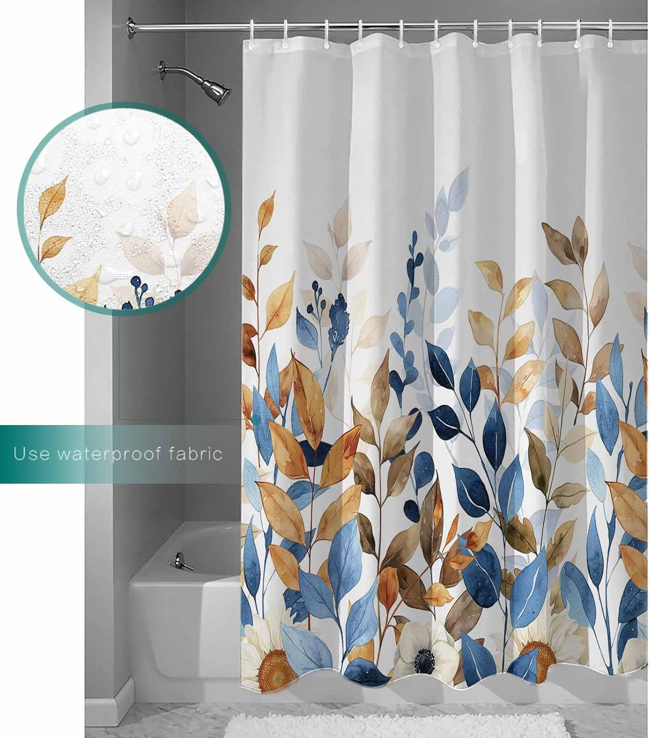 ZOE GARDEN Fall Eucalyptus Shower Curtain Set 1