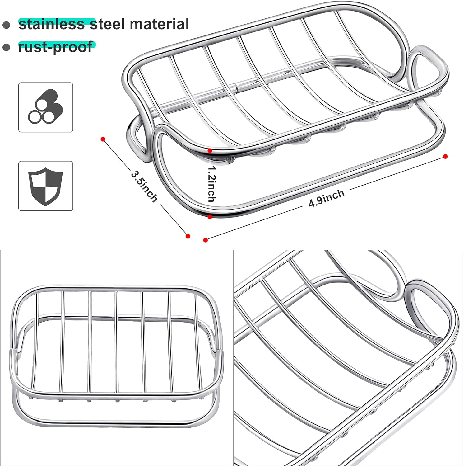 Patelai Stainless Steel Bar Soap Dish Self Draining