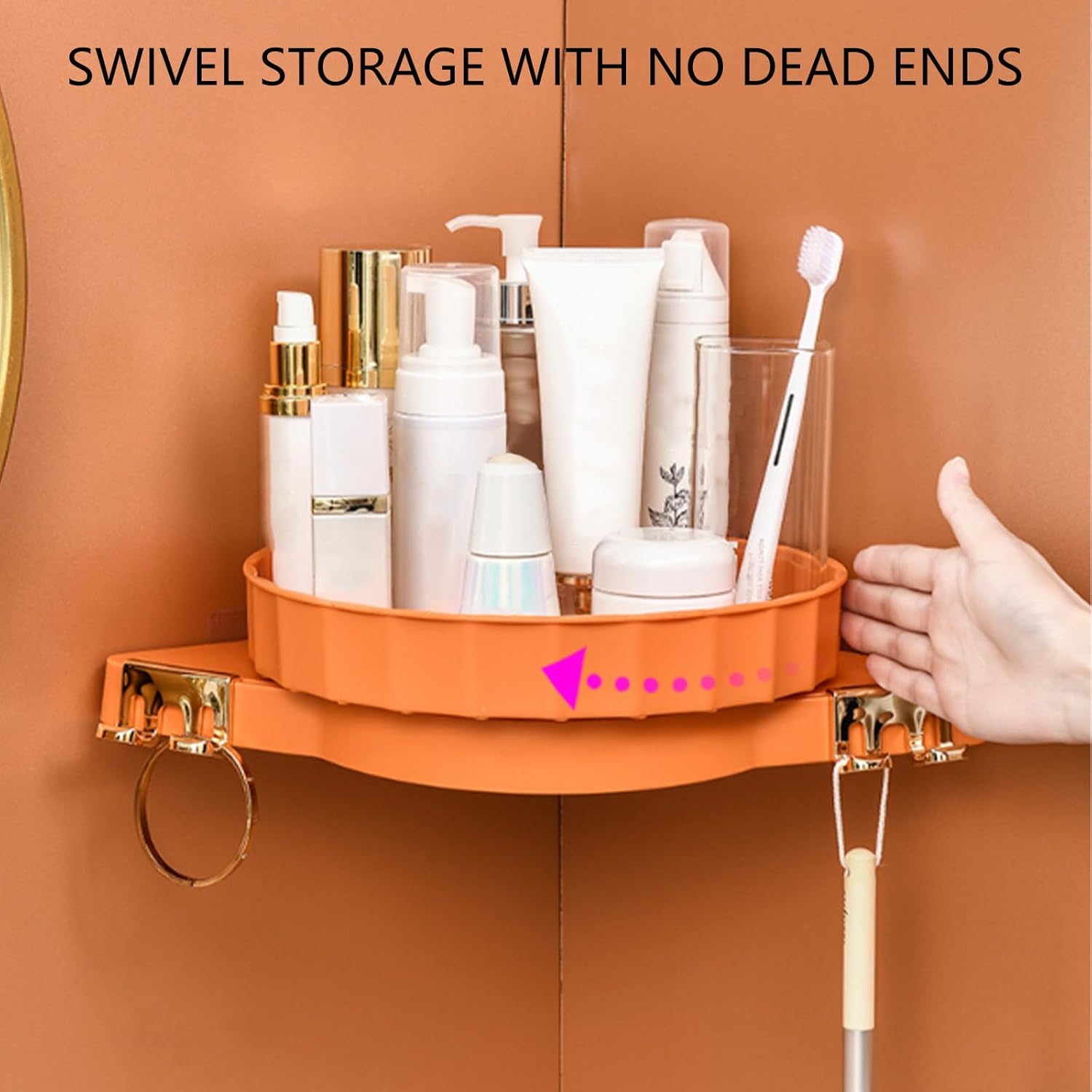 Corner Shower Caddy with 360 Rotate Lazy Susan Organizer