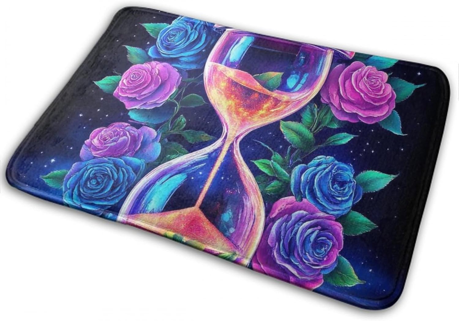 BoomDragon Anti-Slip Bath Mat with Trippy Magic Flowers Design