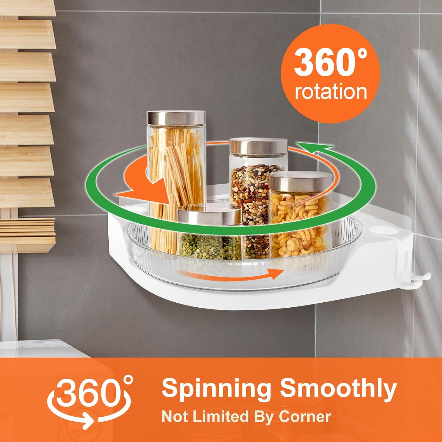 360 Rotating Corner Shower Caddy with Drainage
