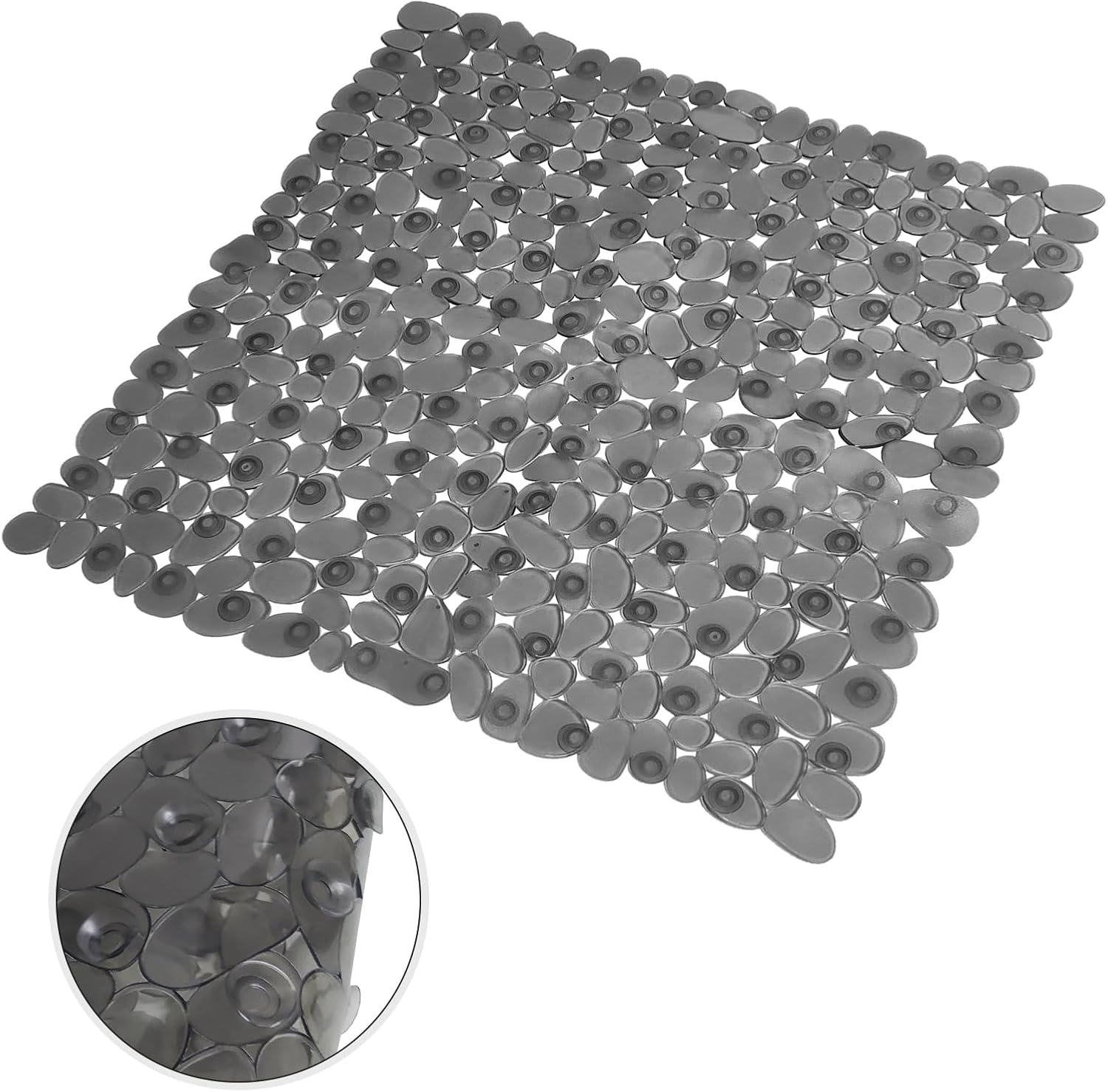 DONEHOS Translucent Grey 21x21 Inch Non-Slip Shower Mat