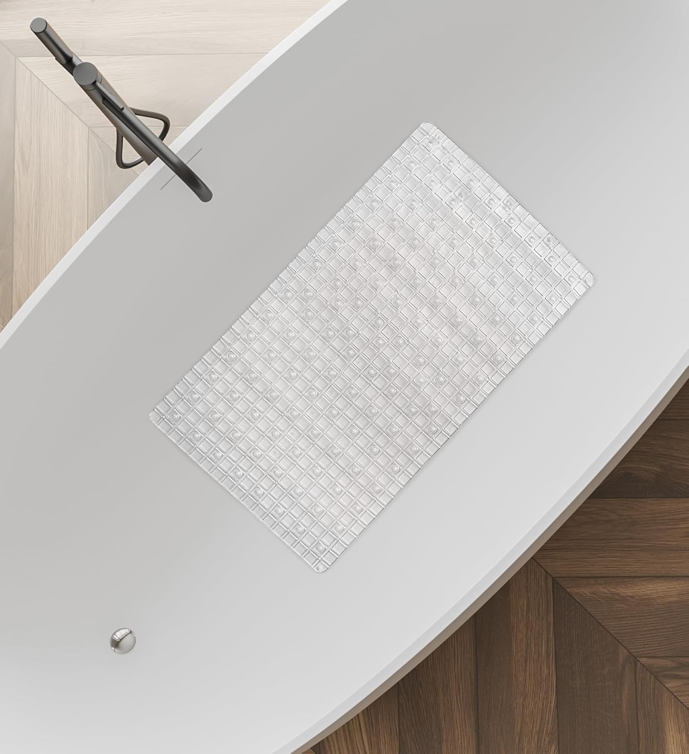 Splash Home Axess Non-Slip Bath Mat with Suction Cups and Drain Holes