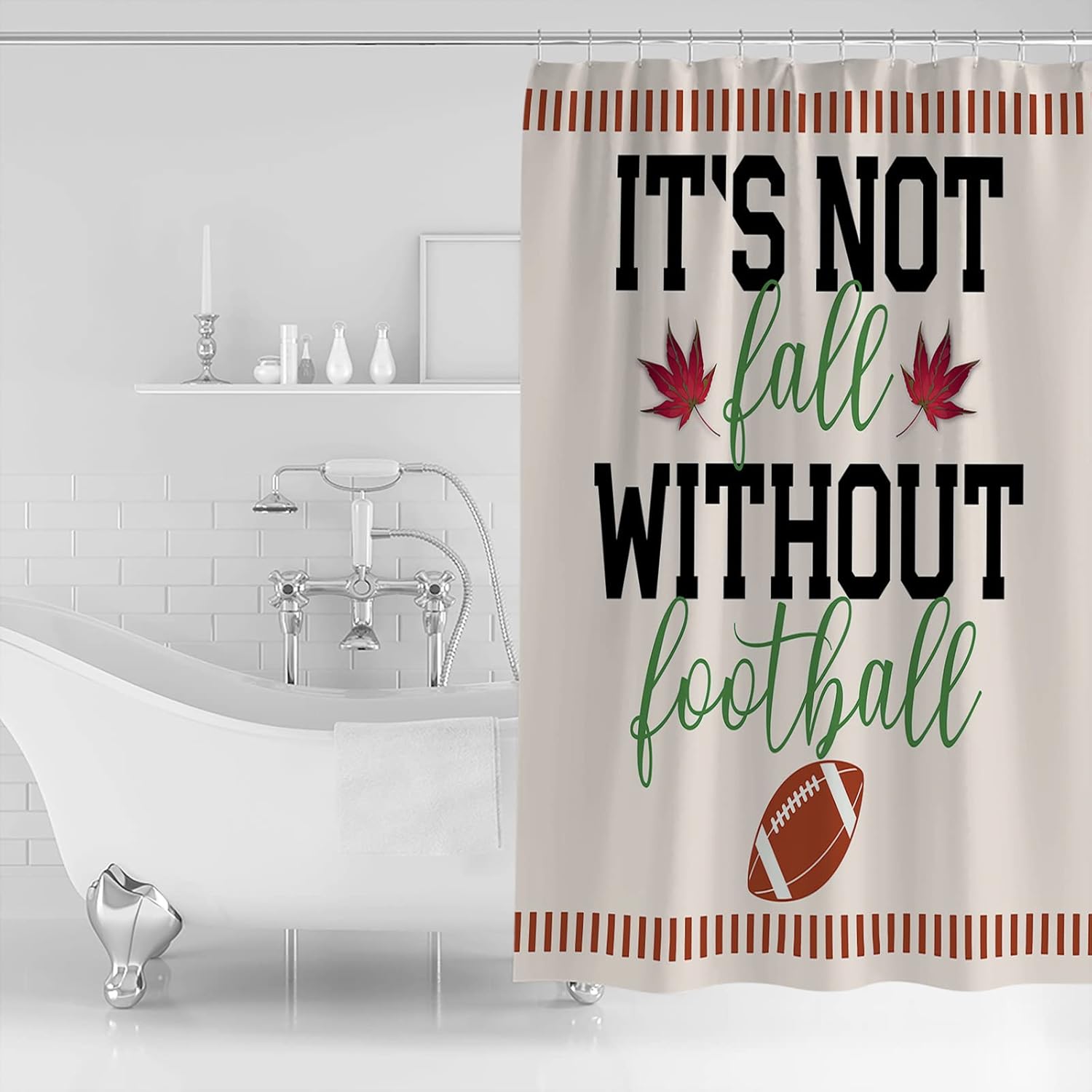 ZOE GARDEN Football Shower Curtain Set 54x78 with Hooks