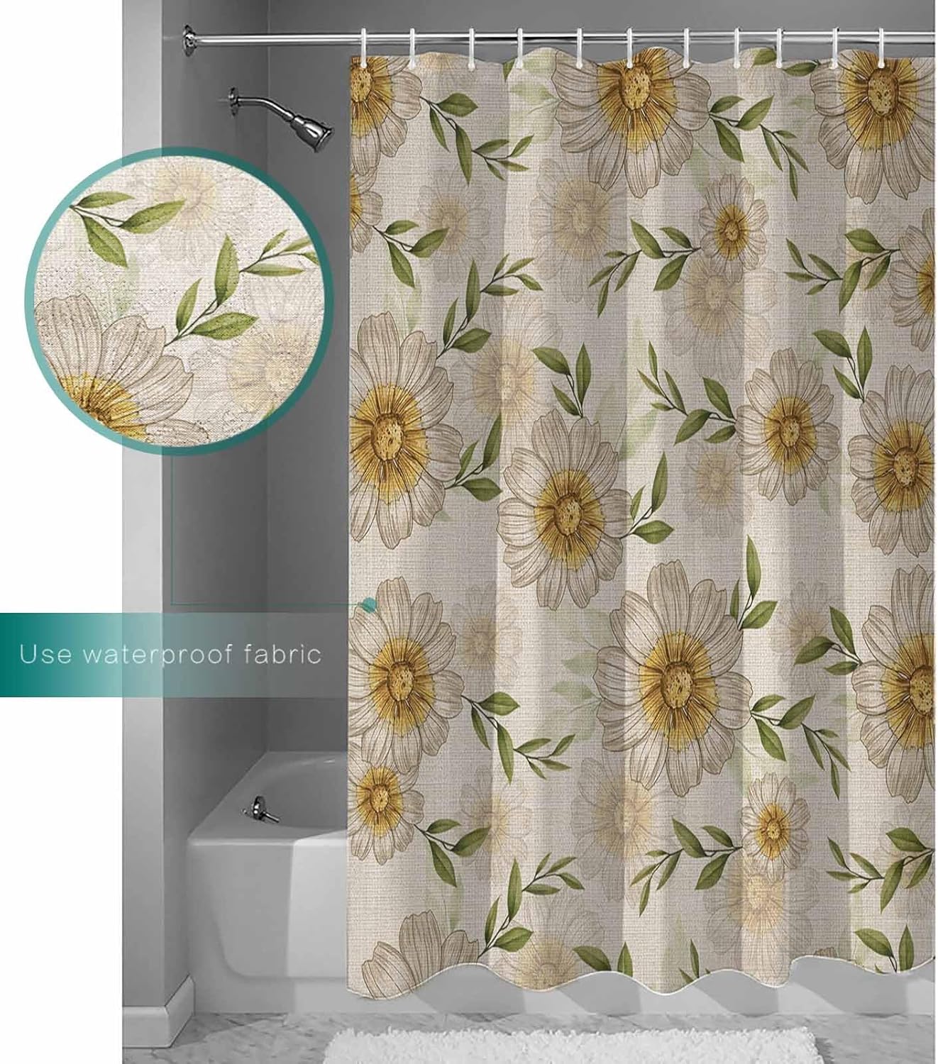 ZOE GARDEN Farmhouse Floral Shower Curtain Set
