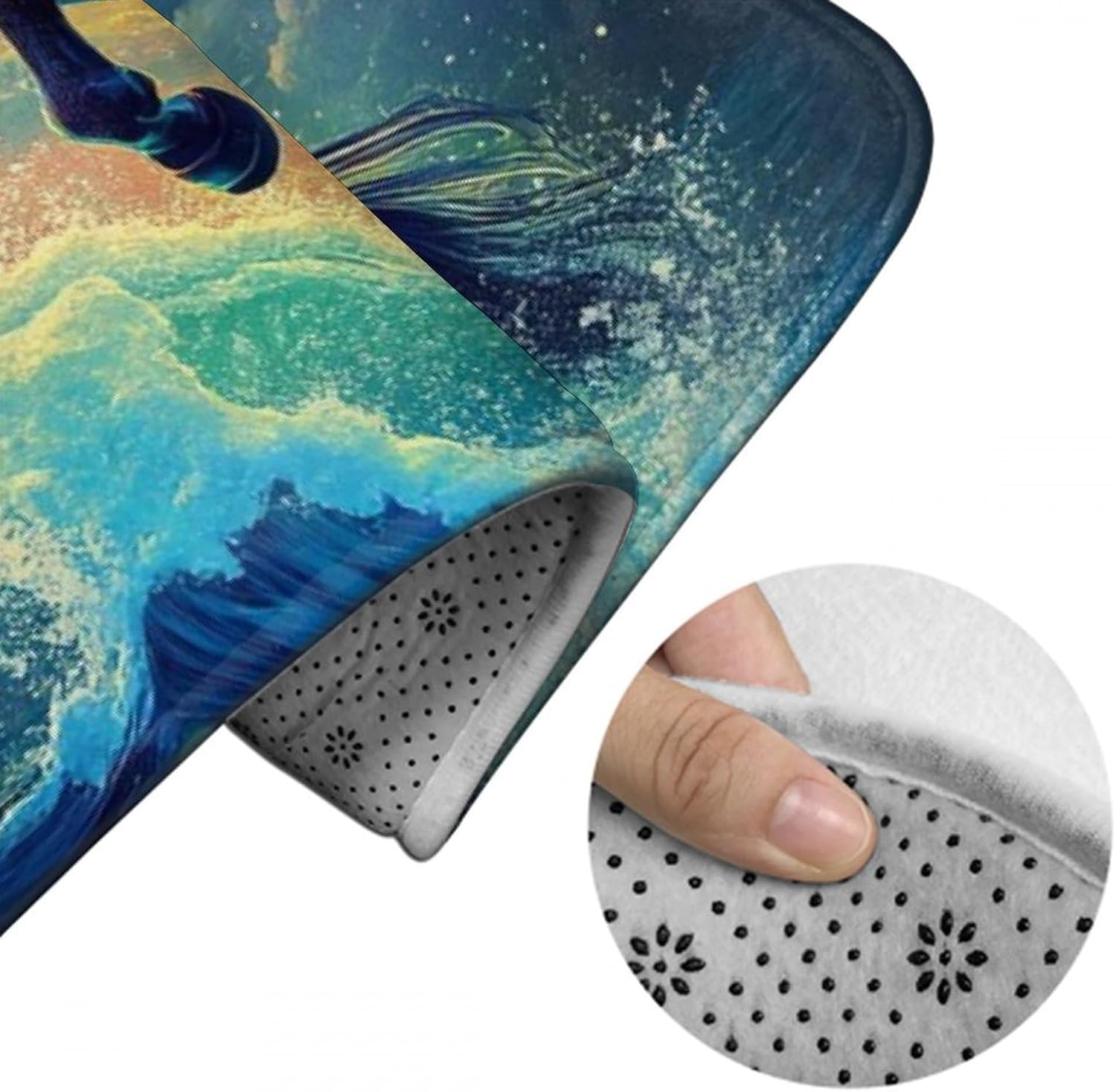 BoomDragon Anti-Slip Bath Mat with Sea Running Wild Horse Design