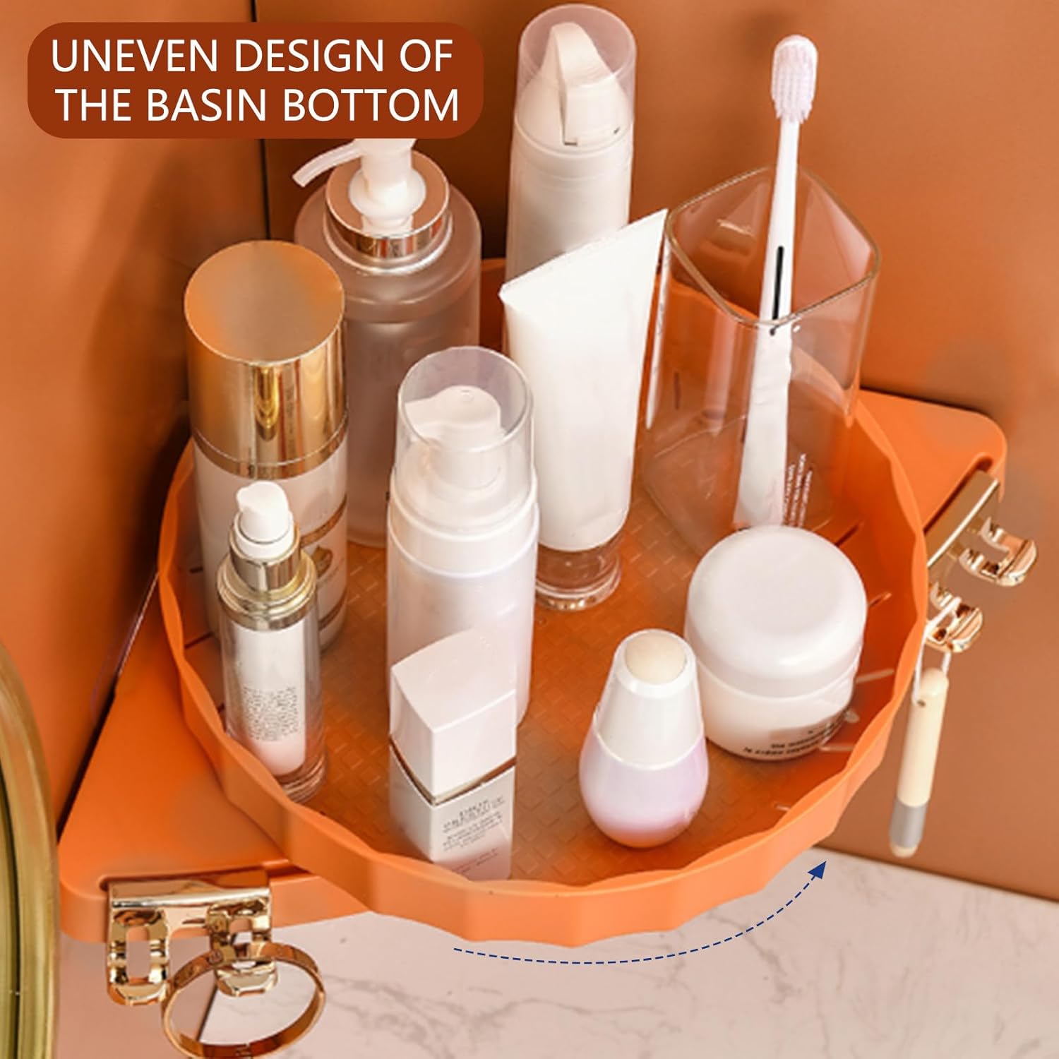 Corner Shower Caddy with 360 Rotate Lazy Susan Organizer