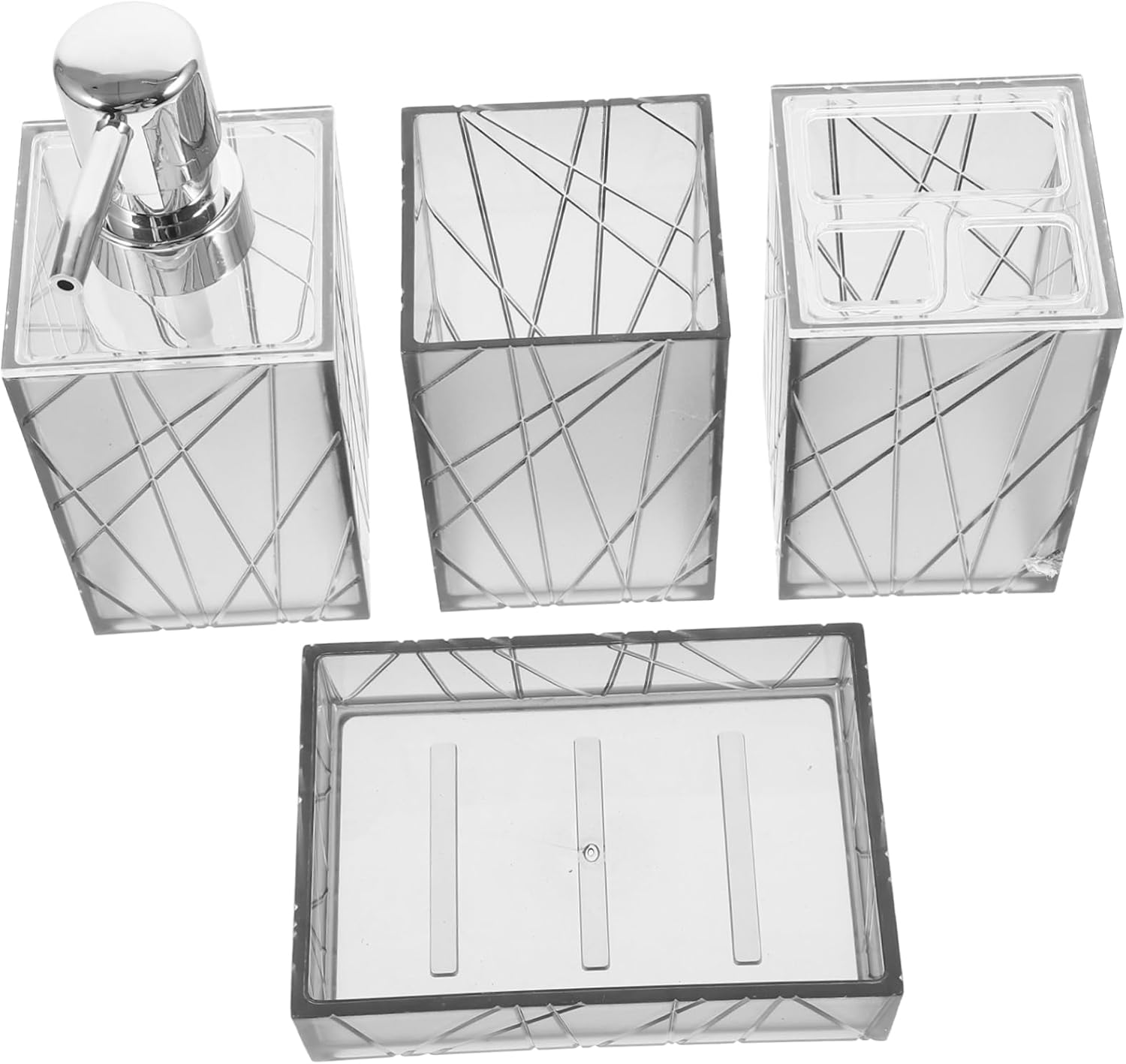 Alipis Bathroom Accessory Set with Shampoo Dispenser and Toothbrush Holder