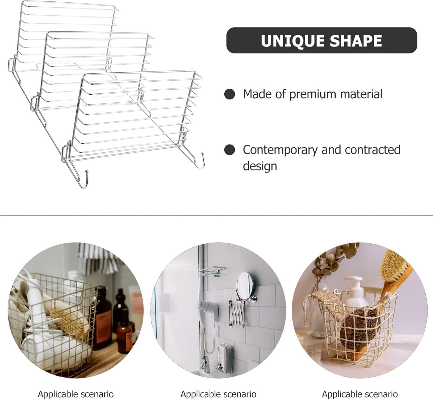 Cabilock Adhesive Wall Shower Rack with Smooth Edges