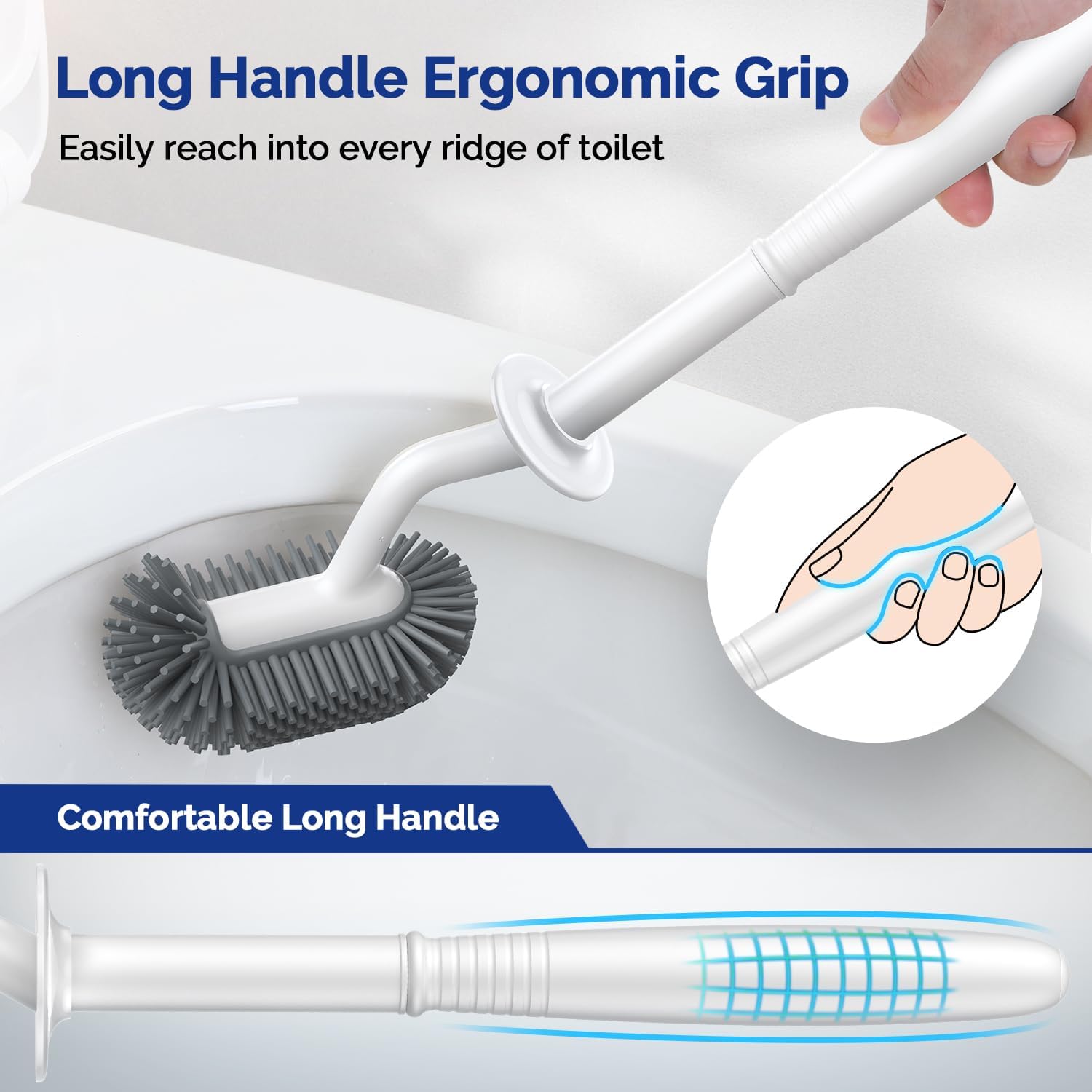 HAMITOR Toilet Brush Holder Set - 2 Pack White