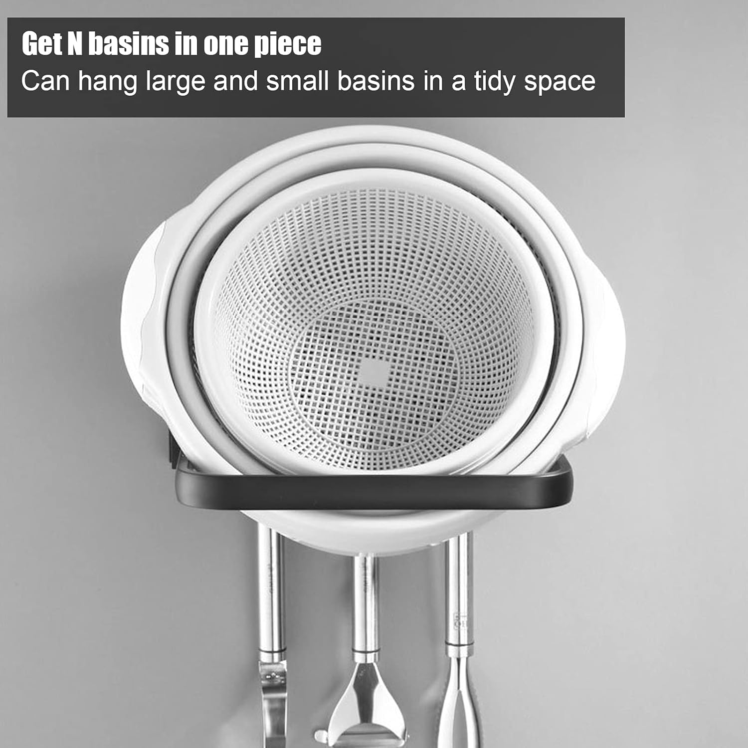 Topyond Foldable Shower Caddy Shelf with Hooks