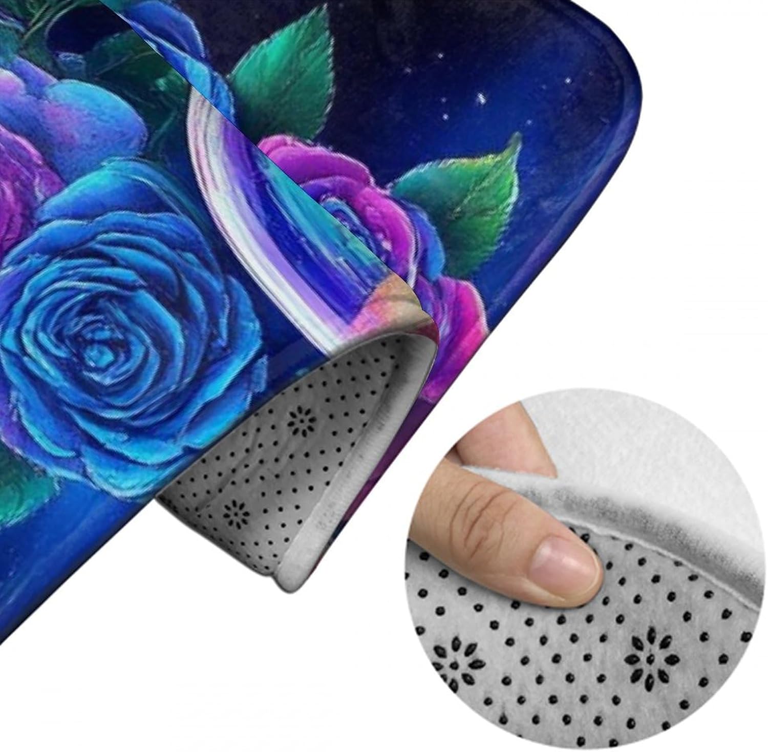BoomDragon Anti-Slip Bath Mat with Trippy Magic Flowers Design