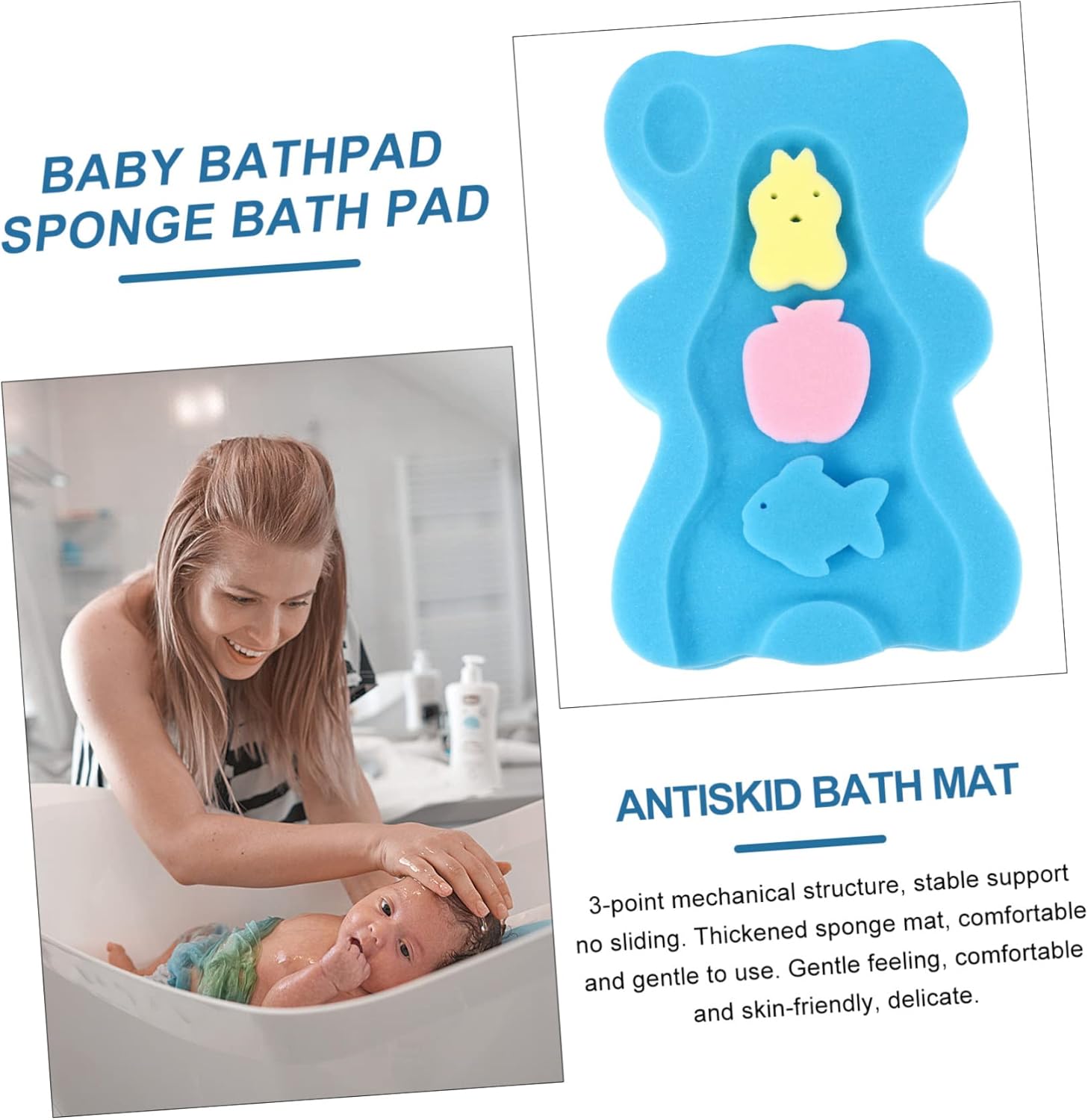 Lightweight Bear Bath Sponge Mat for Safe Bathing
