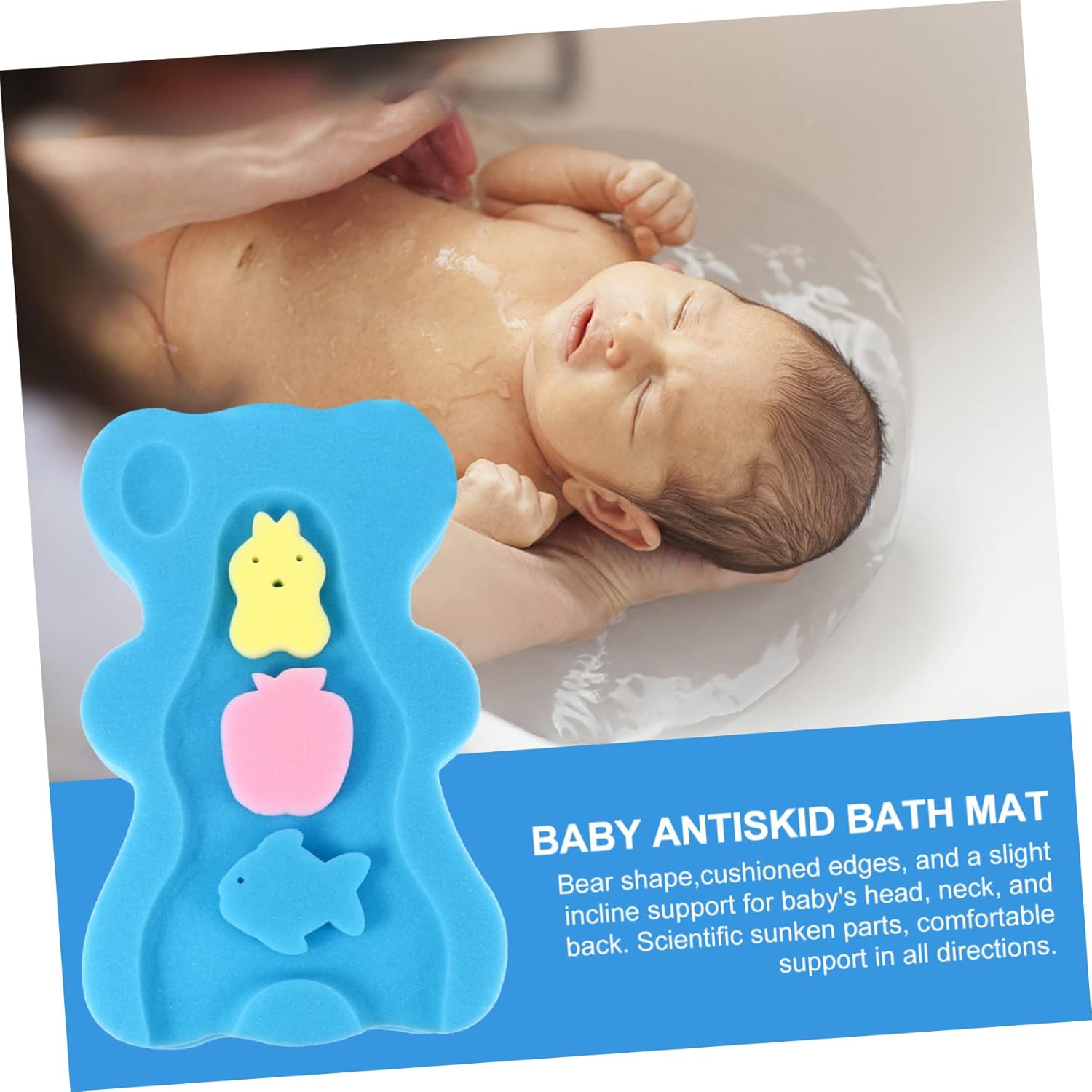 Lightweight Bear Bath Sponge Mat for Safe Bathing
