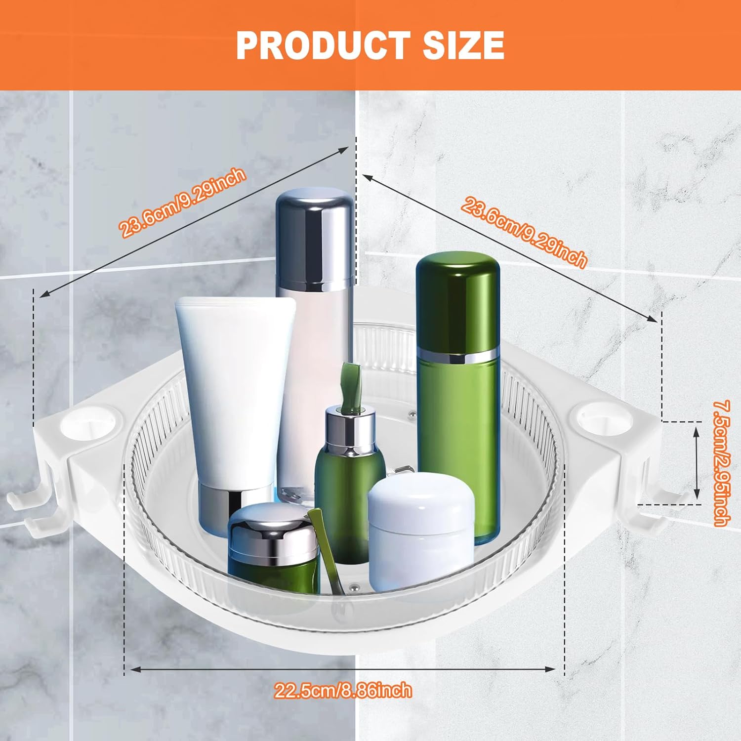 360 Rotating Corner Shower Caddy with Drainage