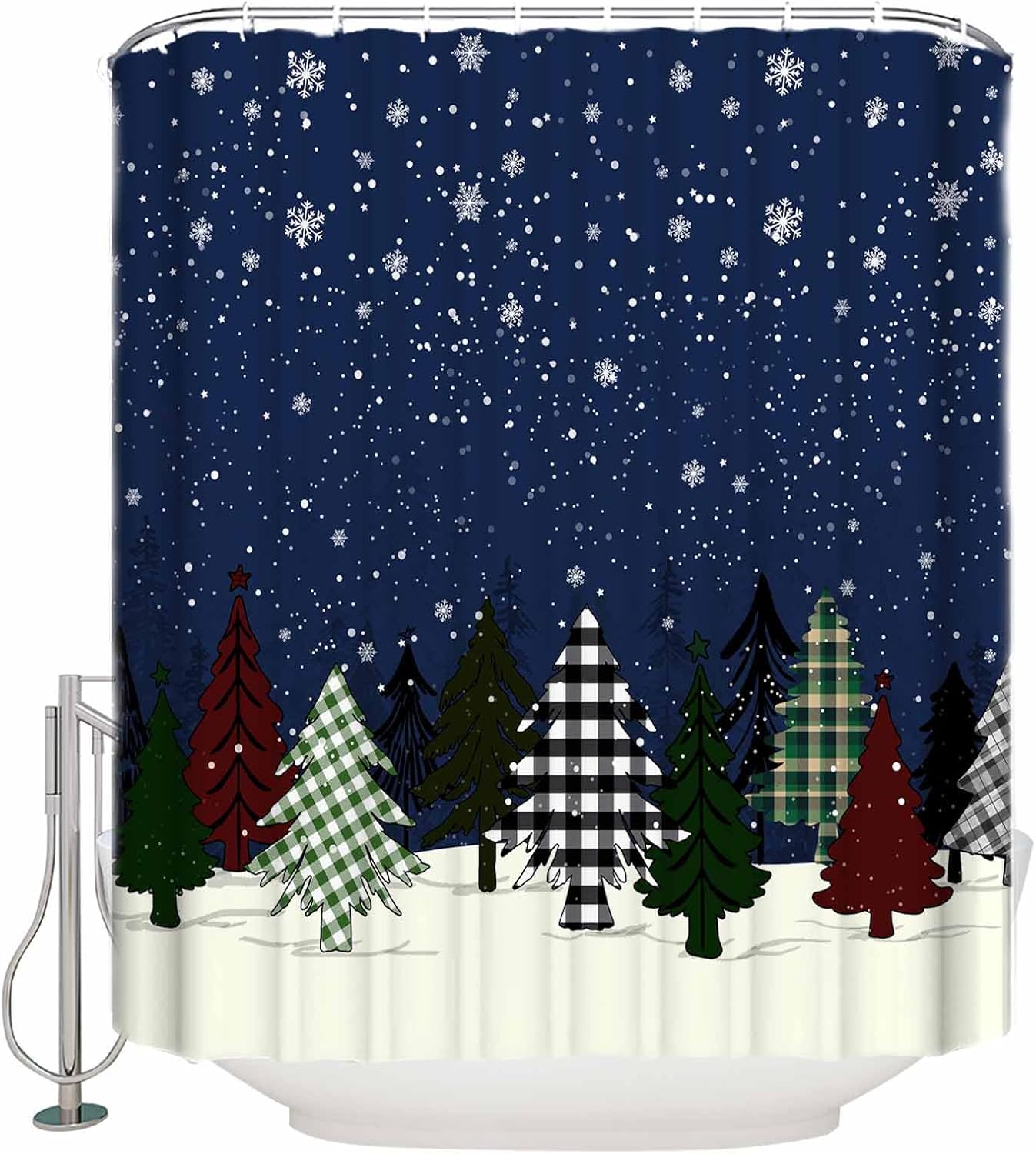 ZOE GARDEN Christmas Tree Shower Curtain Set 72x72