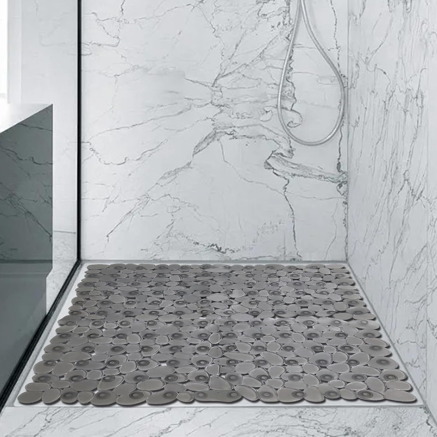 DONEHOS Translucent Grey 21x21 Inch Non-Slip Shower Mat