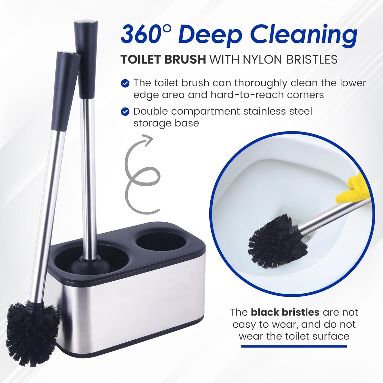My Joy Shop Stainless Steel Toilet Brush and Holder Set