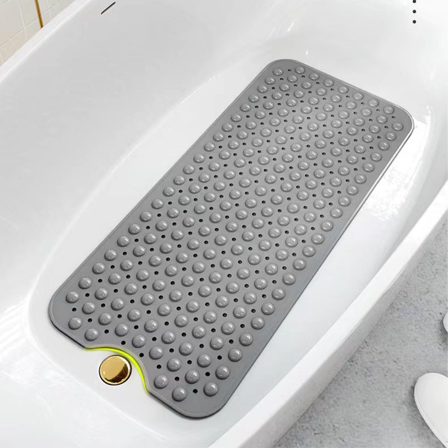 SAISAIXU Extra Long Non-Slip Bath Mat with Suction Cups and Drain Holes