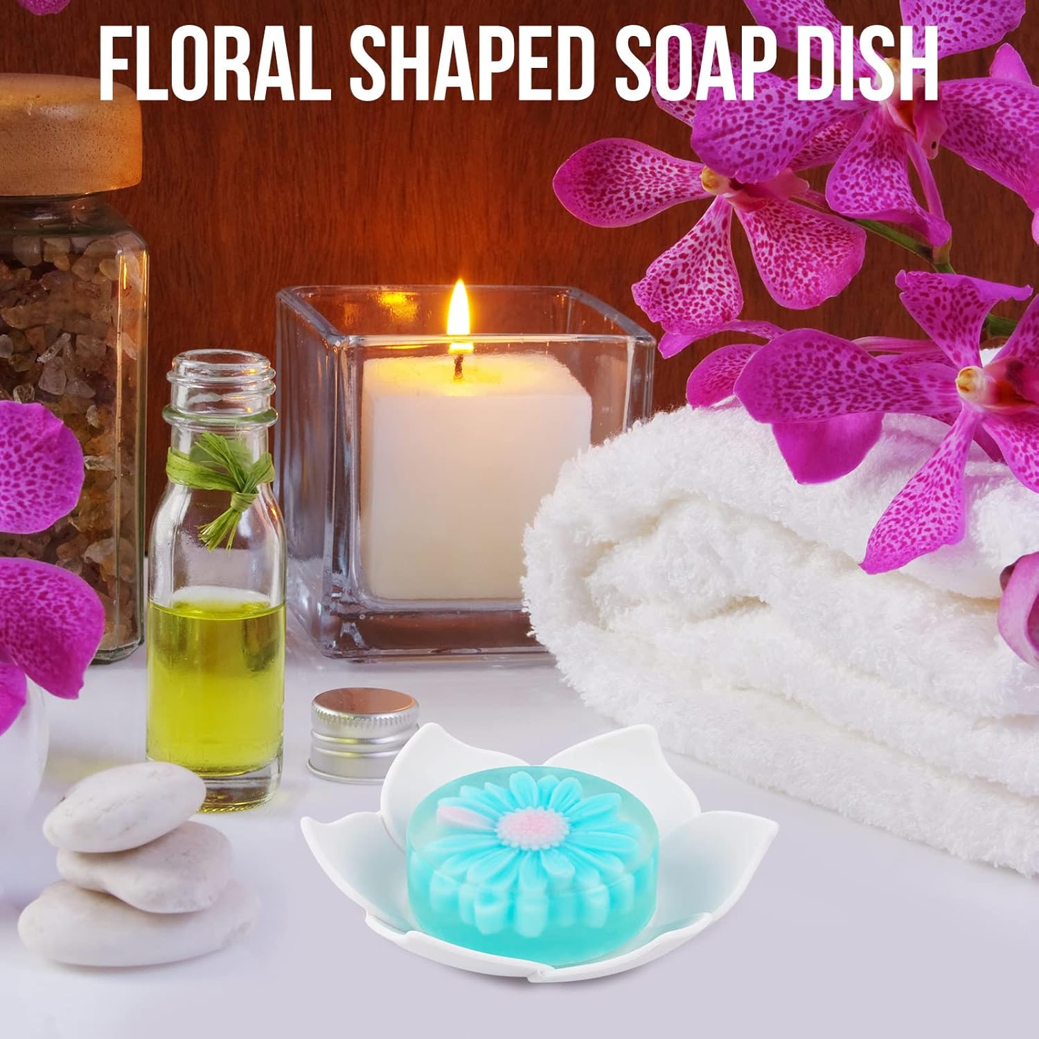 WhistenFla 2 Pack Lotus Flower Shape Silicone Soap Dish
