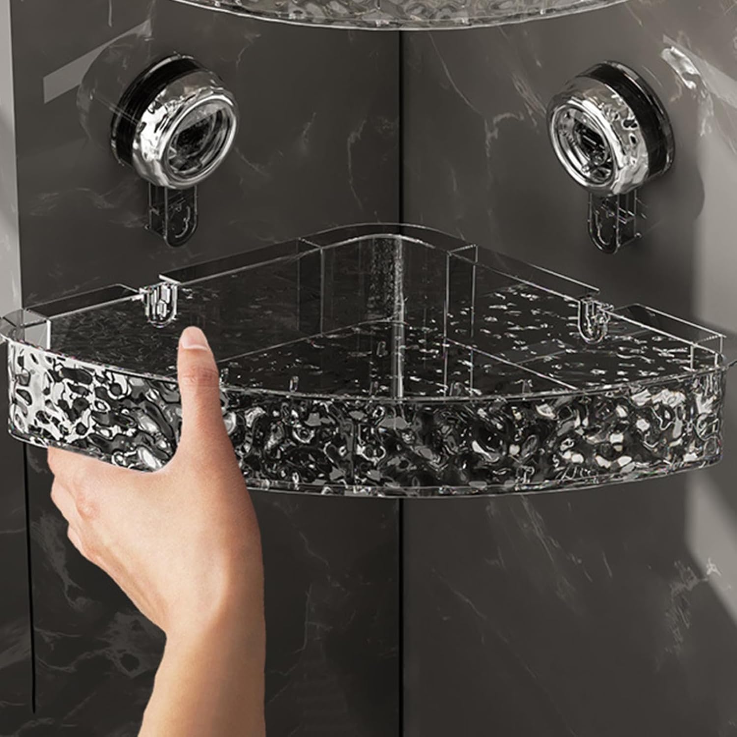 Awakentti Corner Shower Shelf No Drill Gray Storage Rack